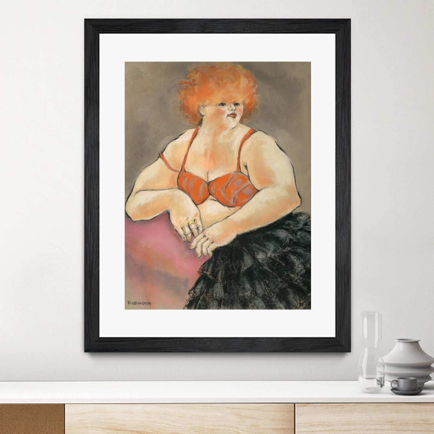 Hommage a la Goulue 2 by Bram Rubinger on GIANT ART - orange figurative drawing