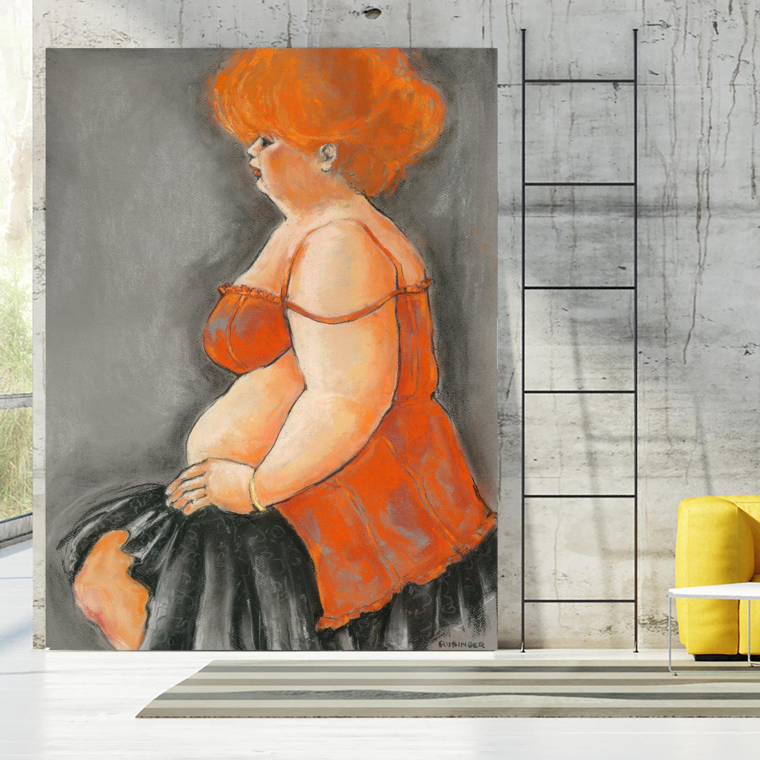 Hommage a la Goulue 3 by Bram Rubinger on GIANT ART - orange figurative drawing
