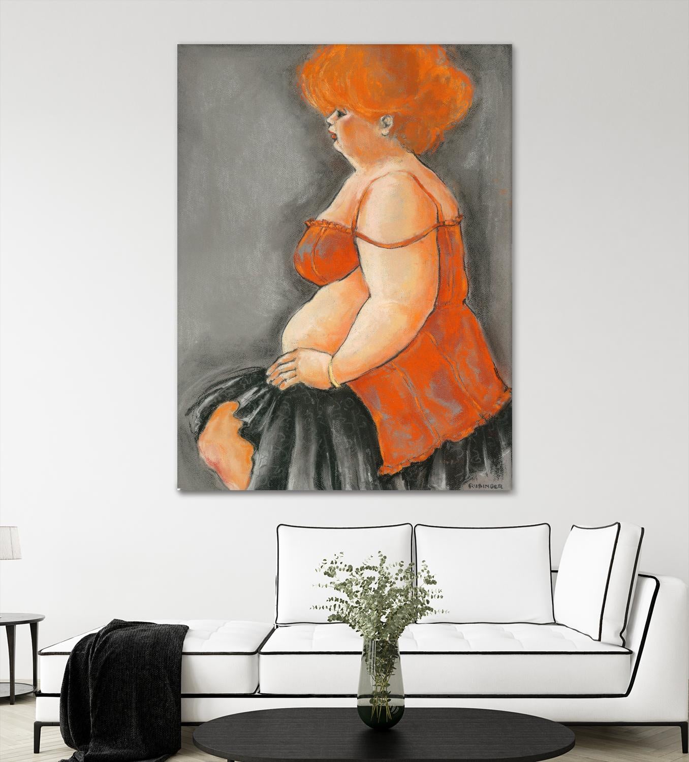 Hommage a la Goulue 3 by Bram Rubinger on GIANT ART - orange figurative drawing