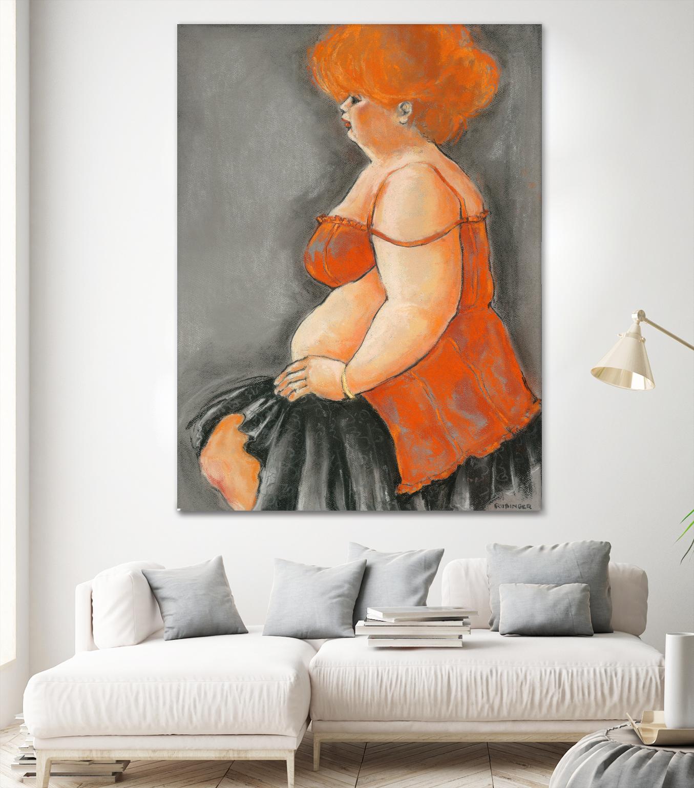 Hommage a la Goulue 3 by Bram Rubinger on GIANT ART - orange figurative drawing