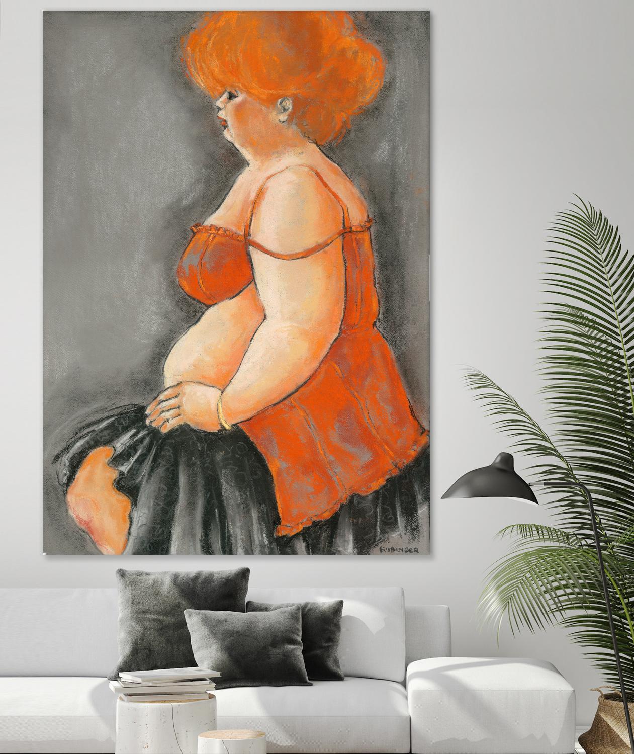 Hommage a la Goulue 3 by Bram Rubinger on GIANT ART - orange figurative drawing