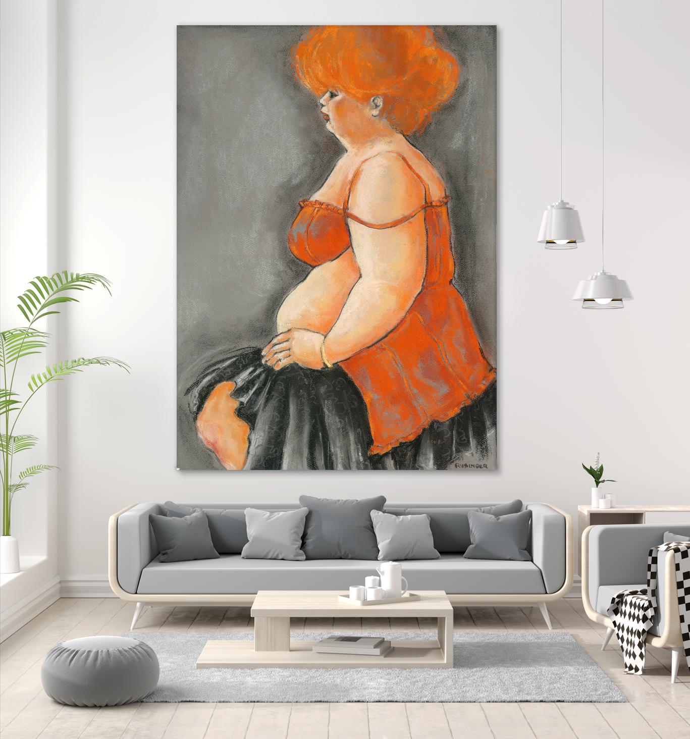 Hommage a la Goulue 3 by Bram Rubinger on GIANT ART - orange figurative drawing