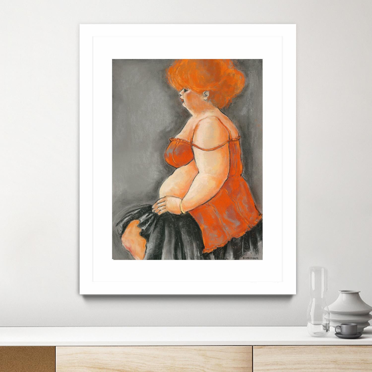 Hommage a la Goulue 3 by Bram Rubinger on GIANT ART - orange figurative drawing