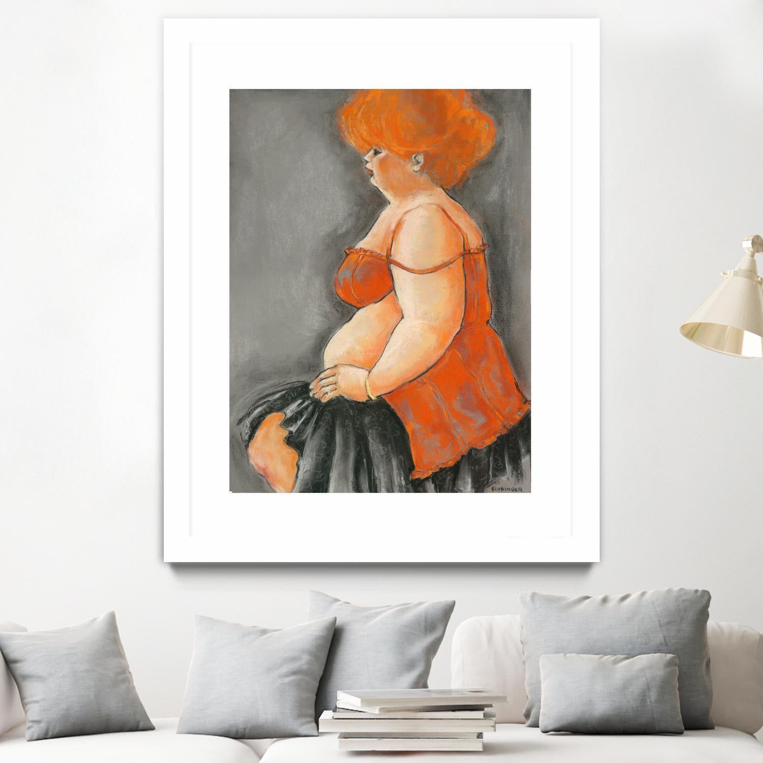 Hommage a la Goulue 3 by Bram Rubinger on GIANT ART - orange figurative drawing