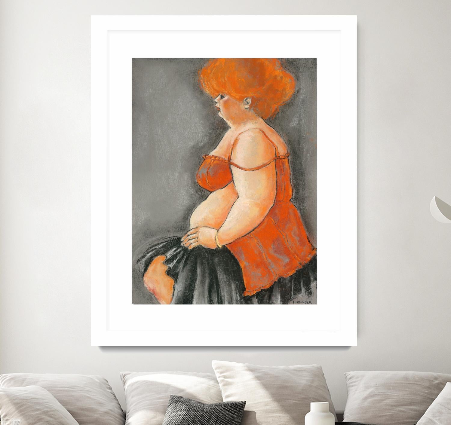 Hommage a la Goulue 3 by Bram Rubinger on GIANT ART - orange figurative drawing