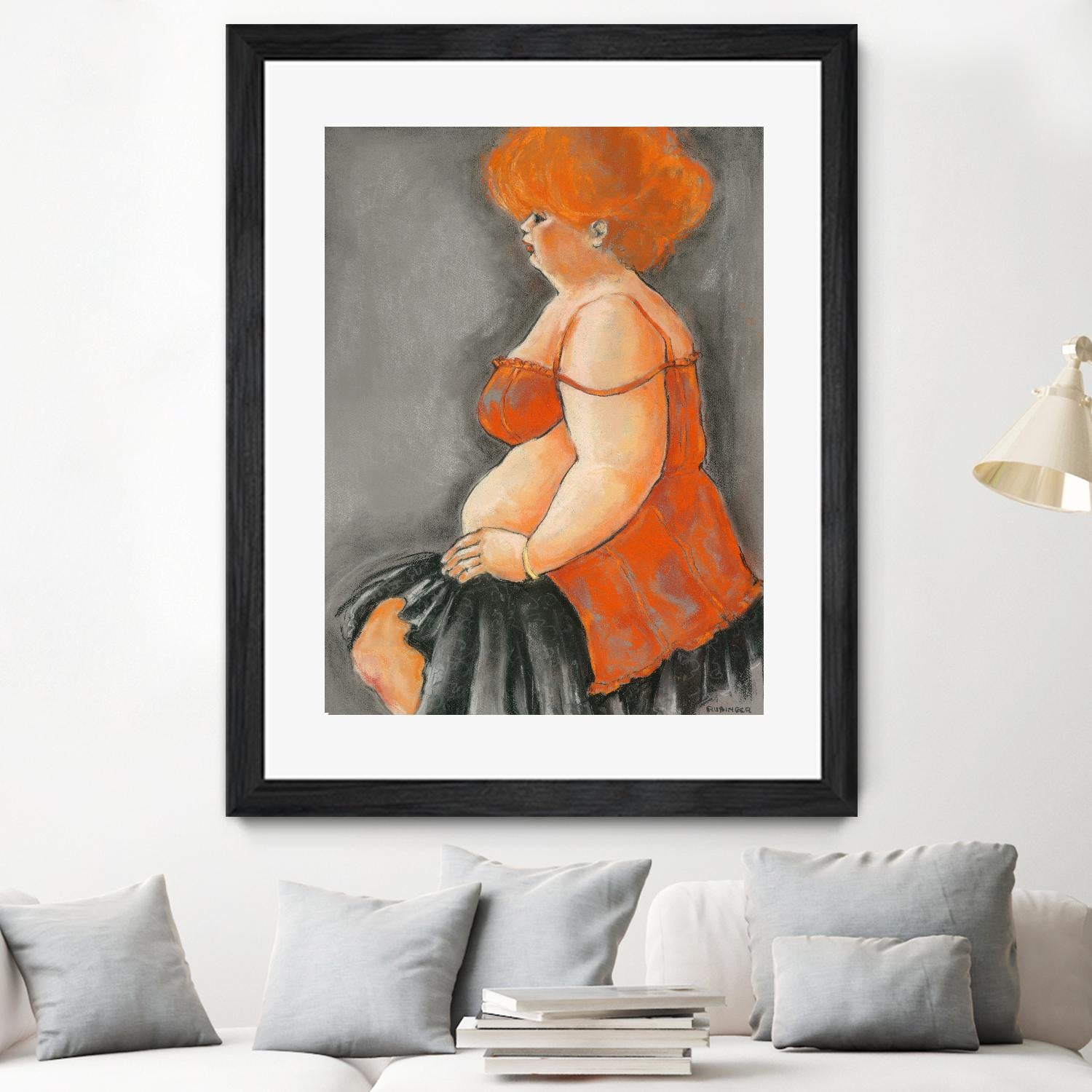 Hommage a la Goulue 3 by Bram Rubinger on GIANT ART - orange figurative drawing