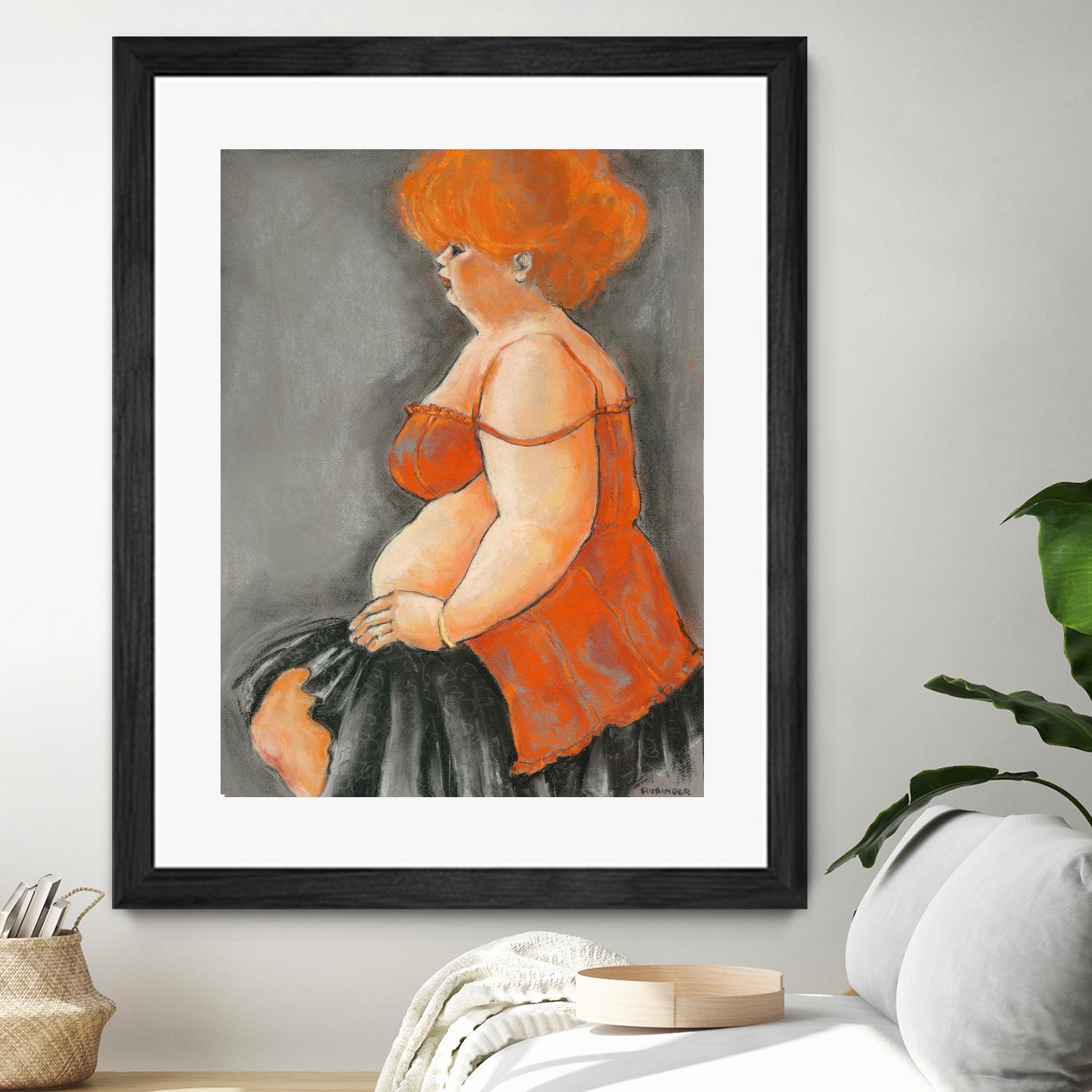 Hommage a la Goulue 3 by Bram Rubinger on GIANT ART - orange figurative drawing