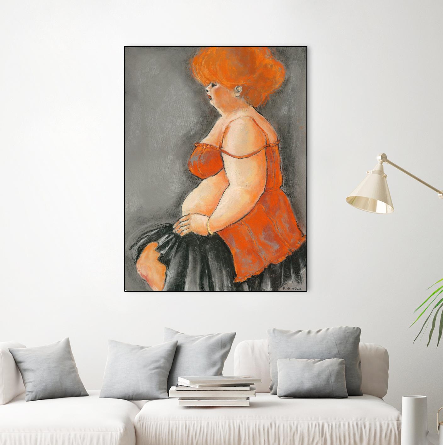 Hommage a la Goulue 3 by Bram Rubinger on GIANT ART - orange figurative drawing
