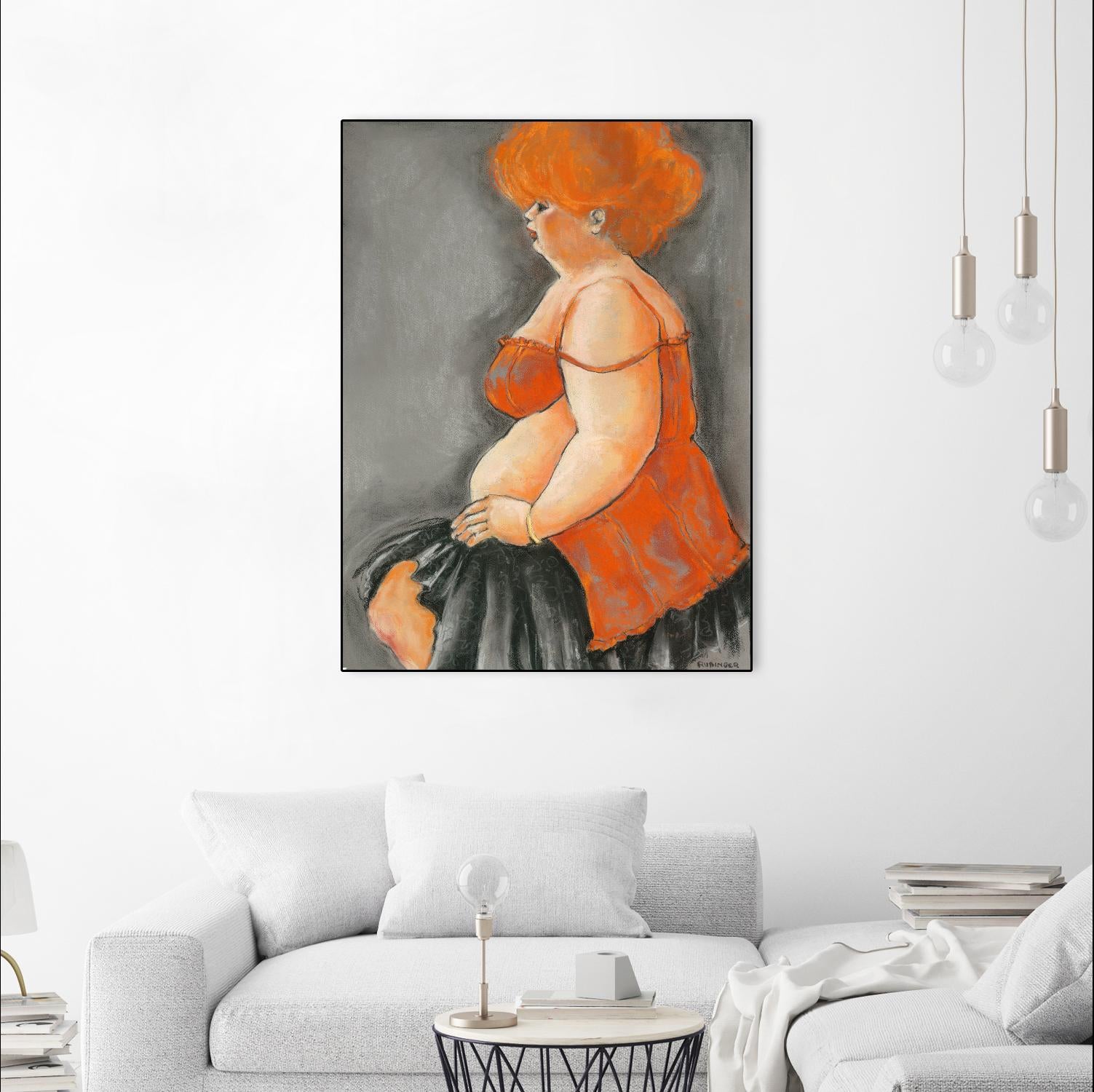 Hommage a la Goulue 3 by Bram Rubinger on GIANT ART - orange figurative drawing