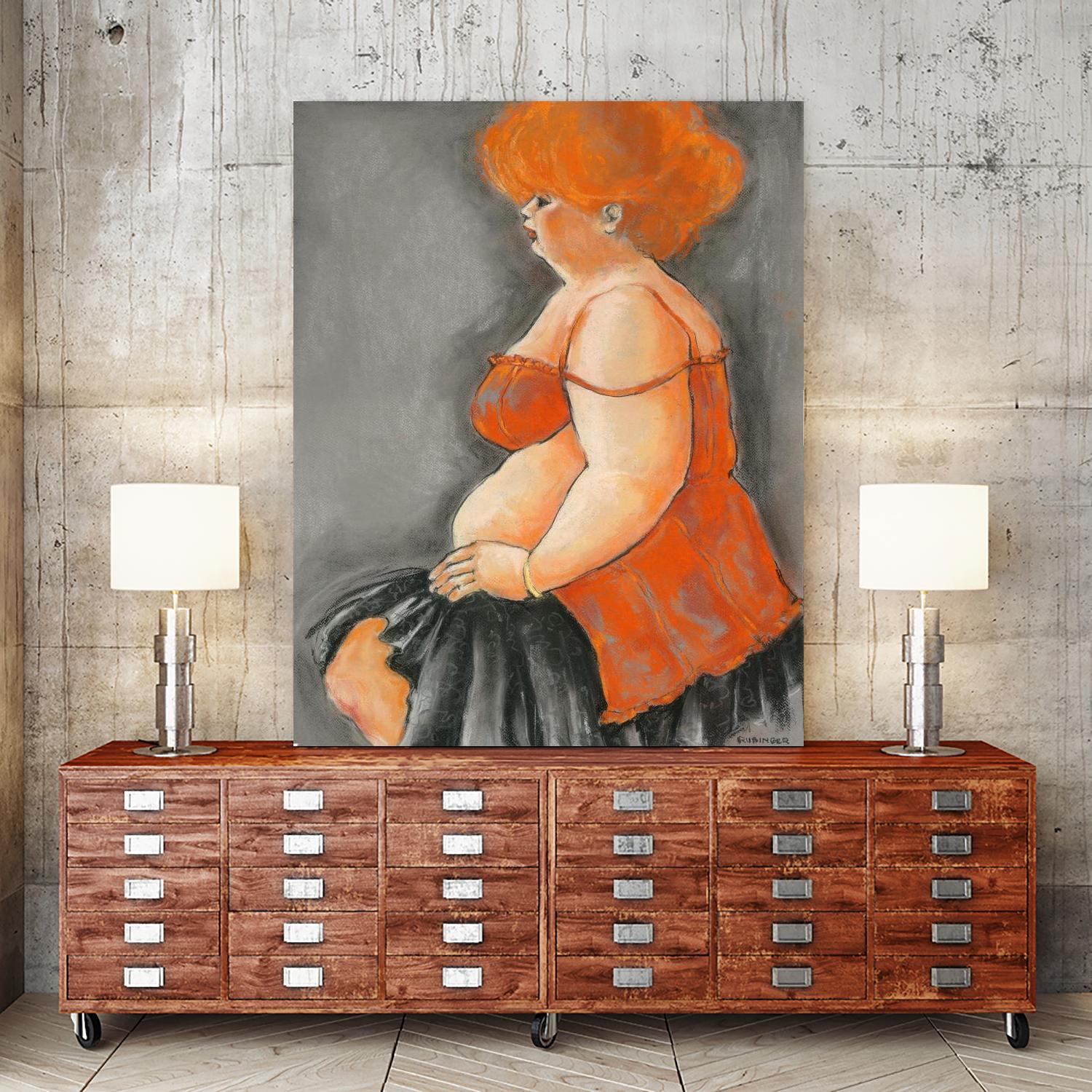Hommage a la Goulue 3 by Bram Rubinger on GIANT ART - orange figurative drawing