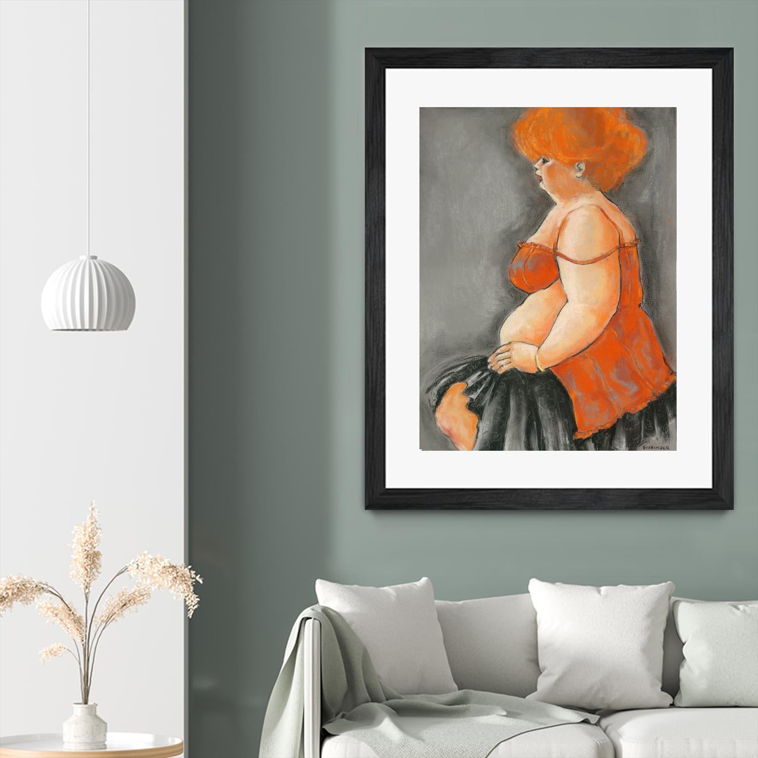 Hommage a la Goulue 3 by Bram Rubinger on GIANT ART - orange figurative drawing