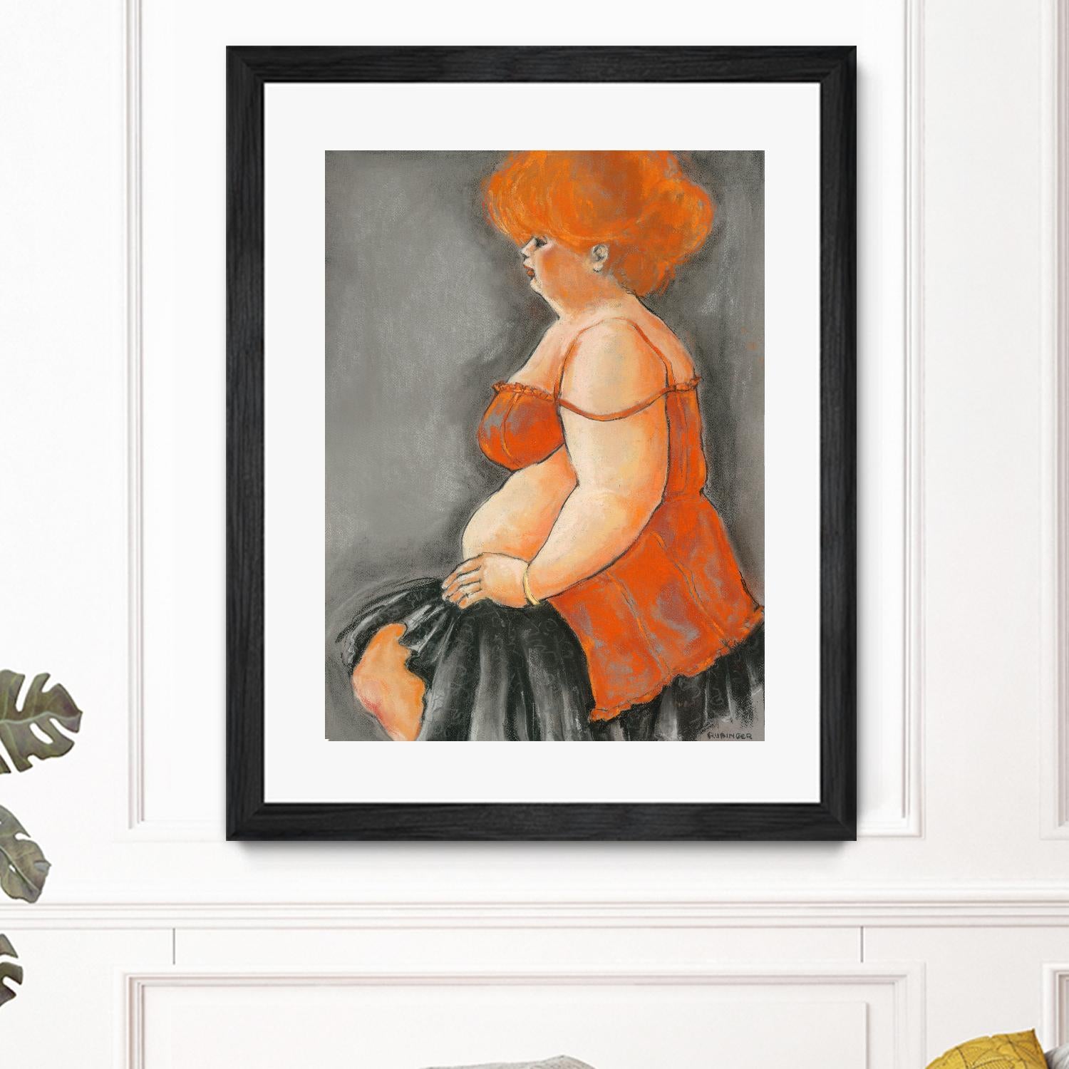 Hommage a la Goulue 3 by Bram Rubinger on GIANT ART - orange figurative drawing