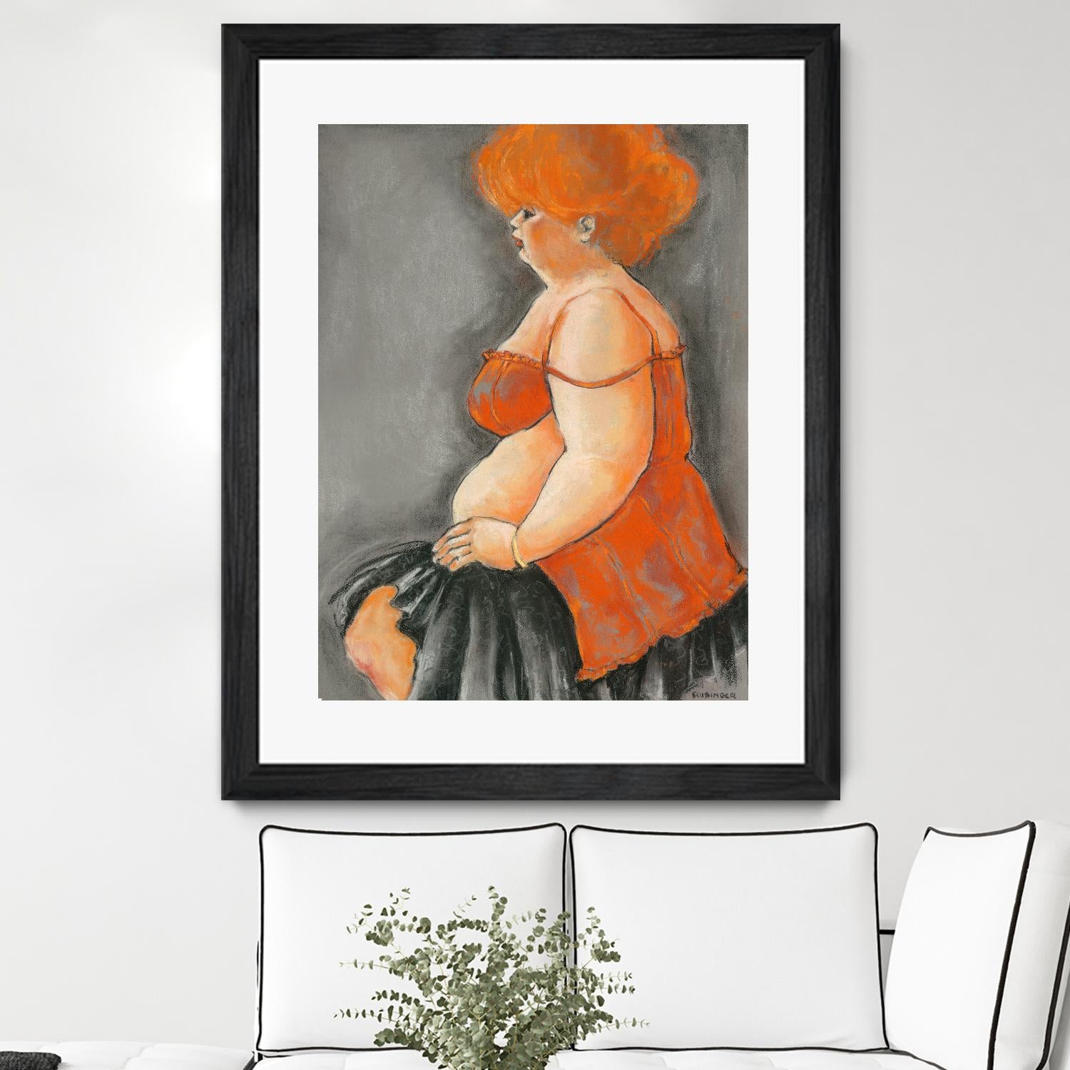 Hommage a la Goulue 3 by Bram Rubinger on GIANT ART - orange figurative drawing
