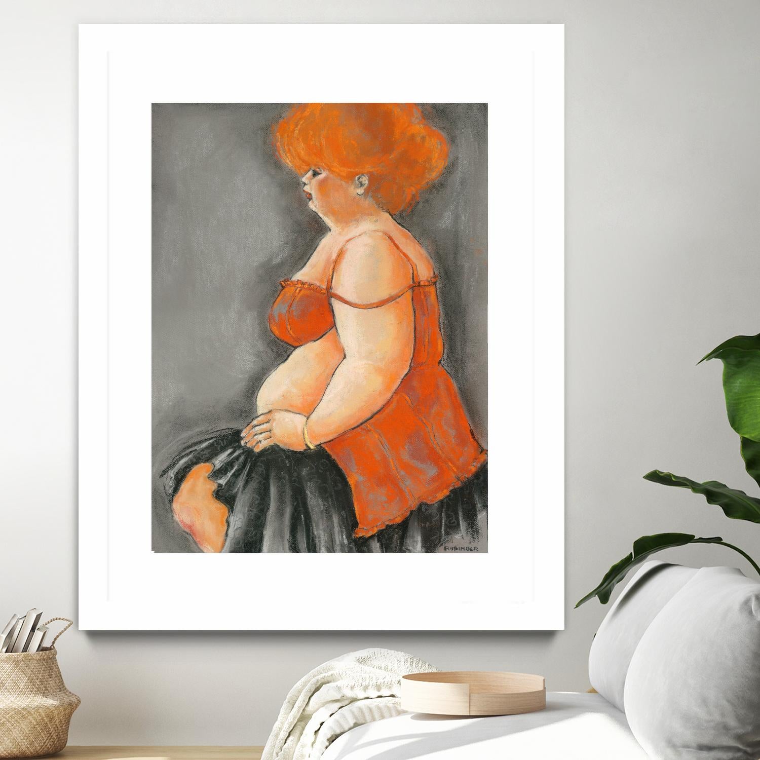 Hommage a la Goulue 3 by Bram Rubinger on GIANT ART - orange figurative drawing