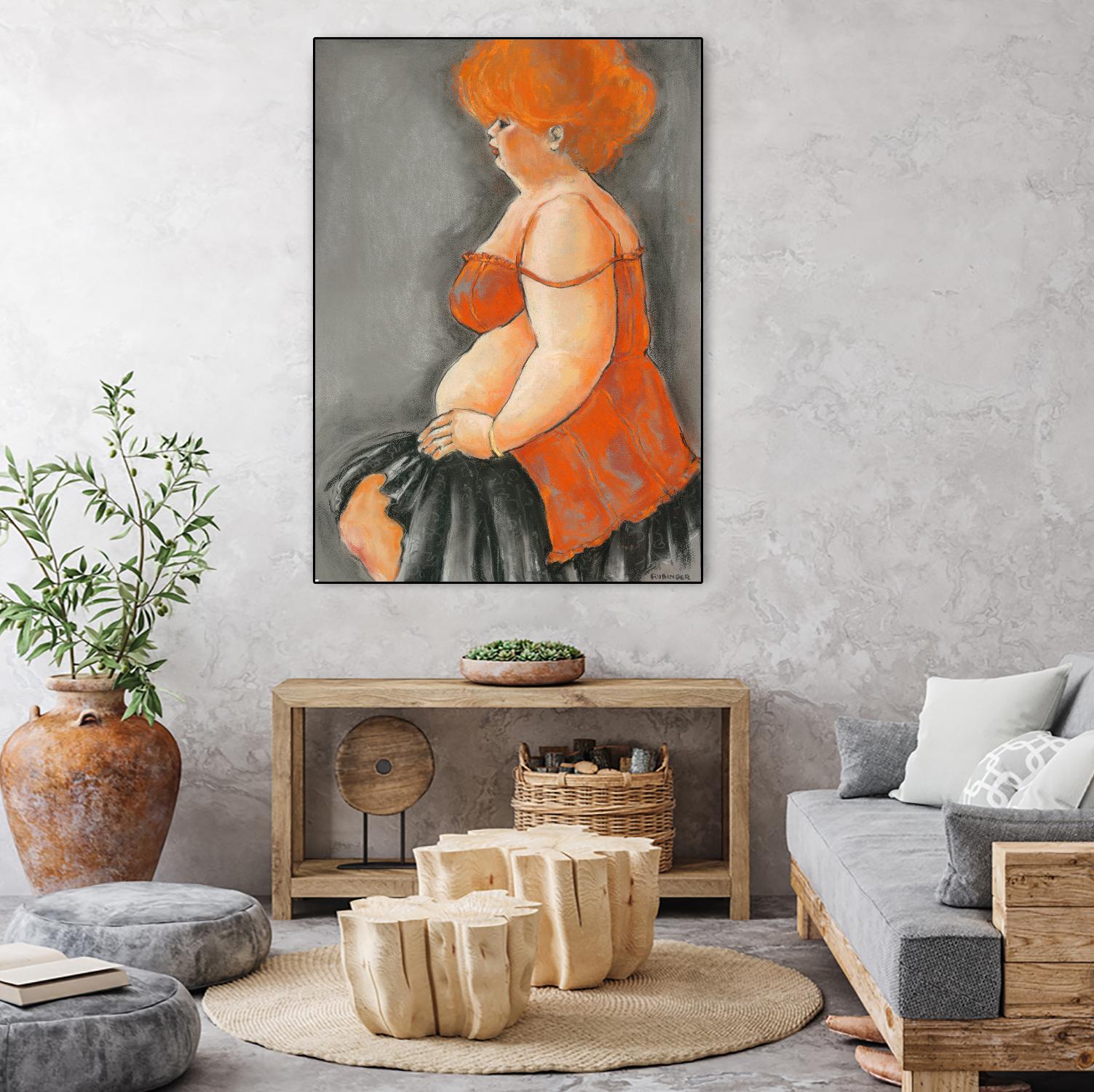 Hommage a la Goulue 3 by Bram Rubinger on GIANT ART - orange figurative drawing