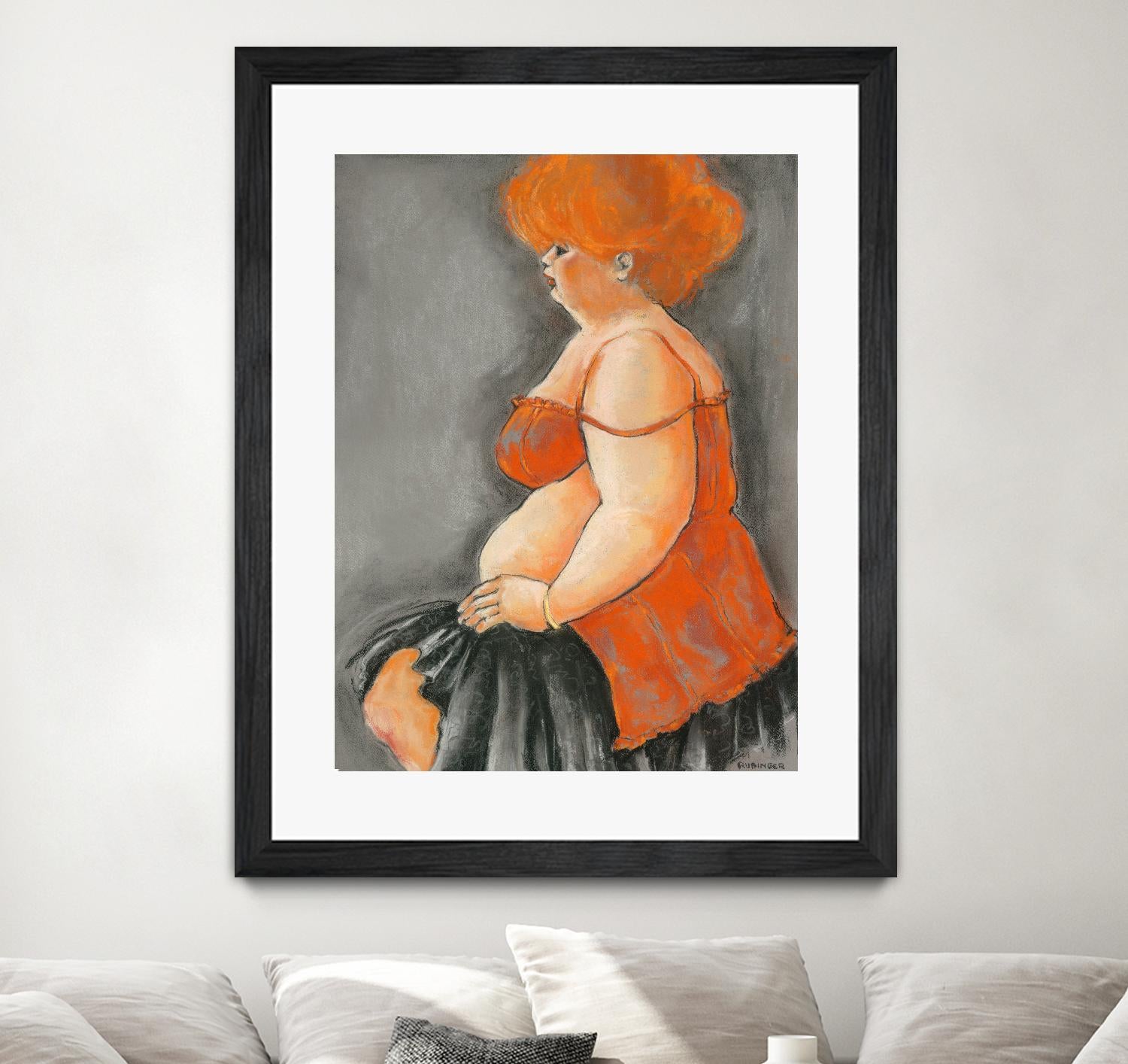 Hommage a la Goulue 3 by Bram Rubinger on GIANT ART - orange figurative drawing