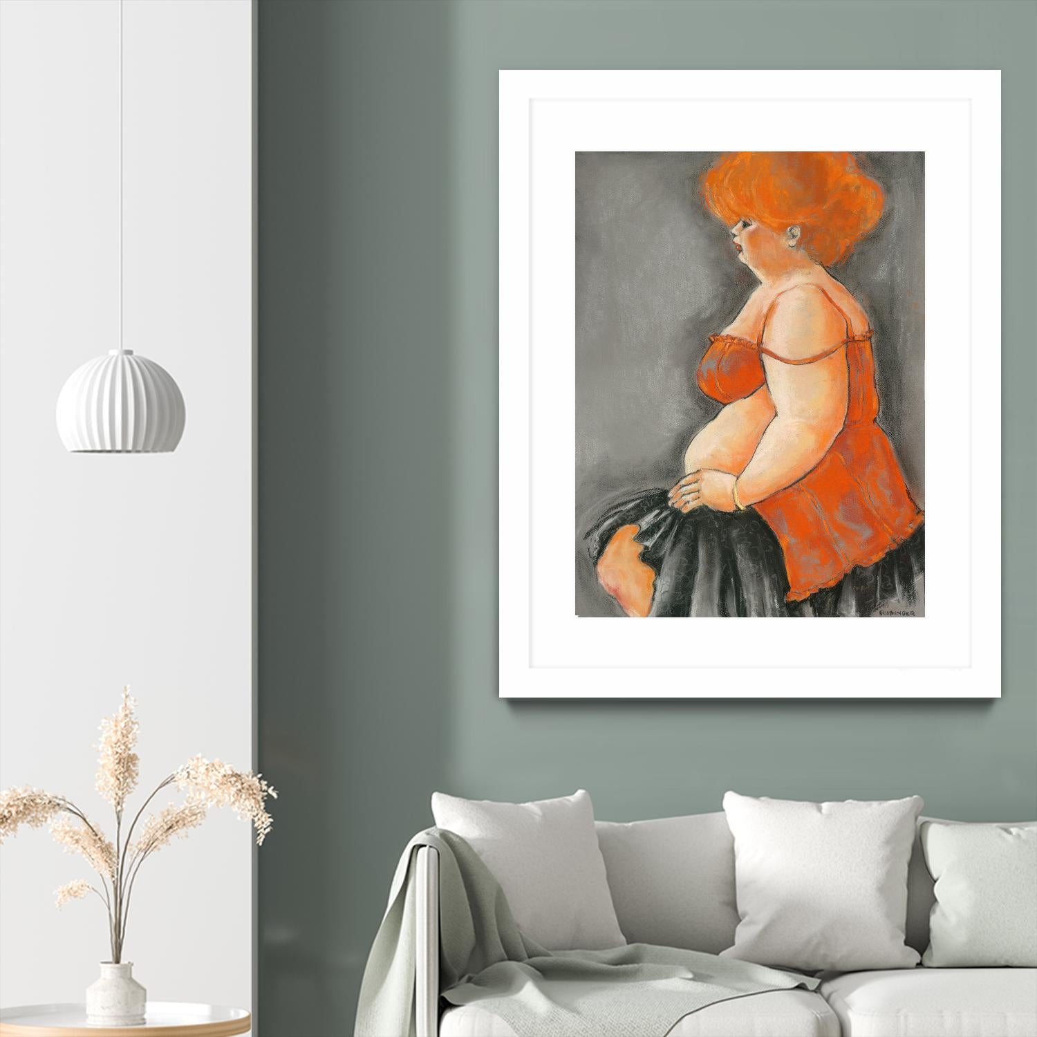 Hommage a la Goulue 3 by Bram Rubinger on GIANT ART - orange figurative drawing