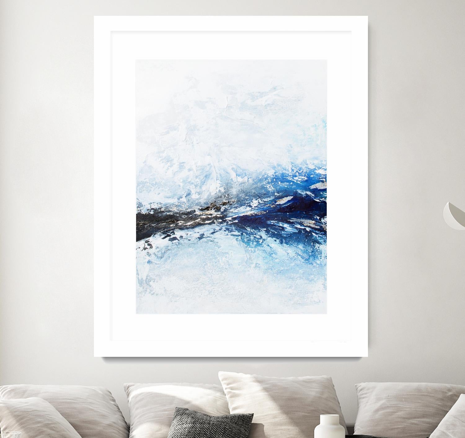 Frozen Golden Ocean -2-Square by Alyson Mccrink on GIANT ART - blue abstract
