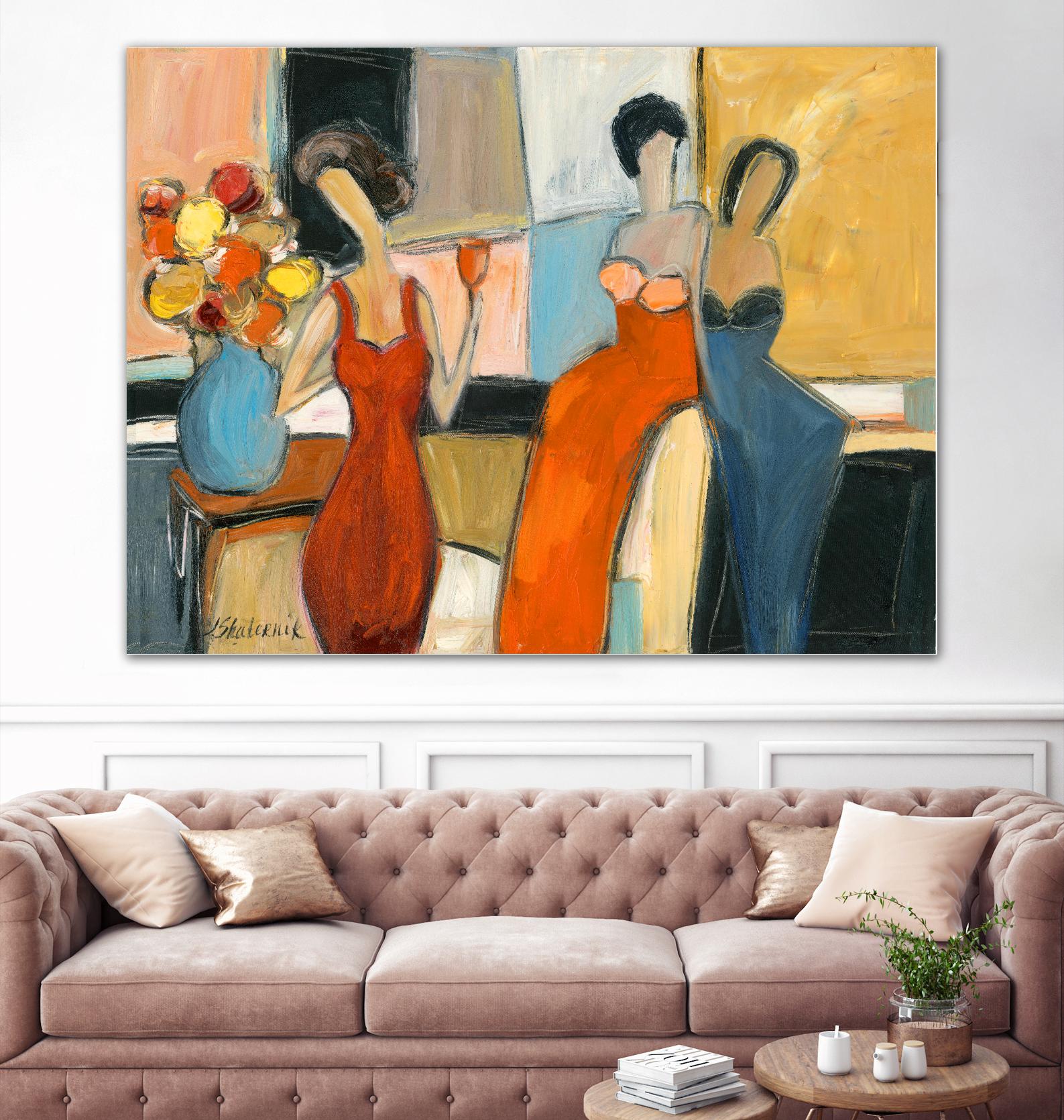 Three women by Julia Shaternik on GIANT ART - orange figurative canadien