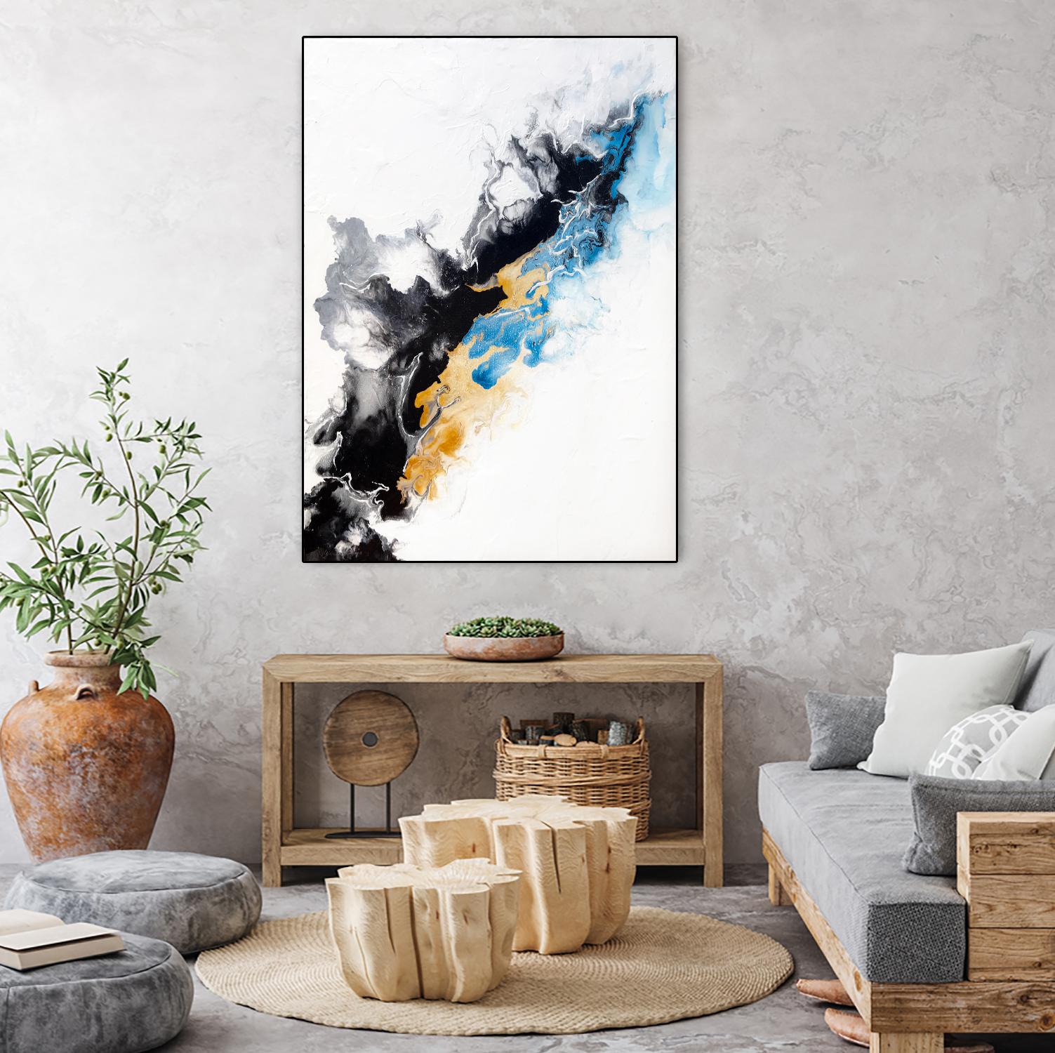 Wish Come True by Alyson Mccrink on GIANT ART - blue abstract linéaire