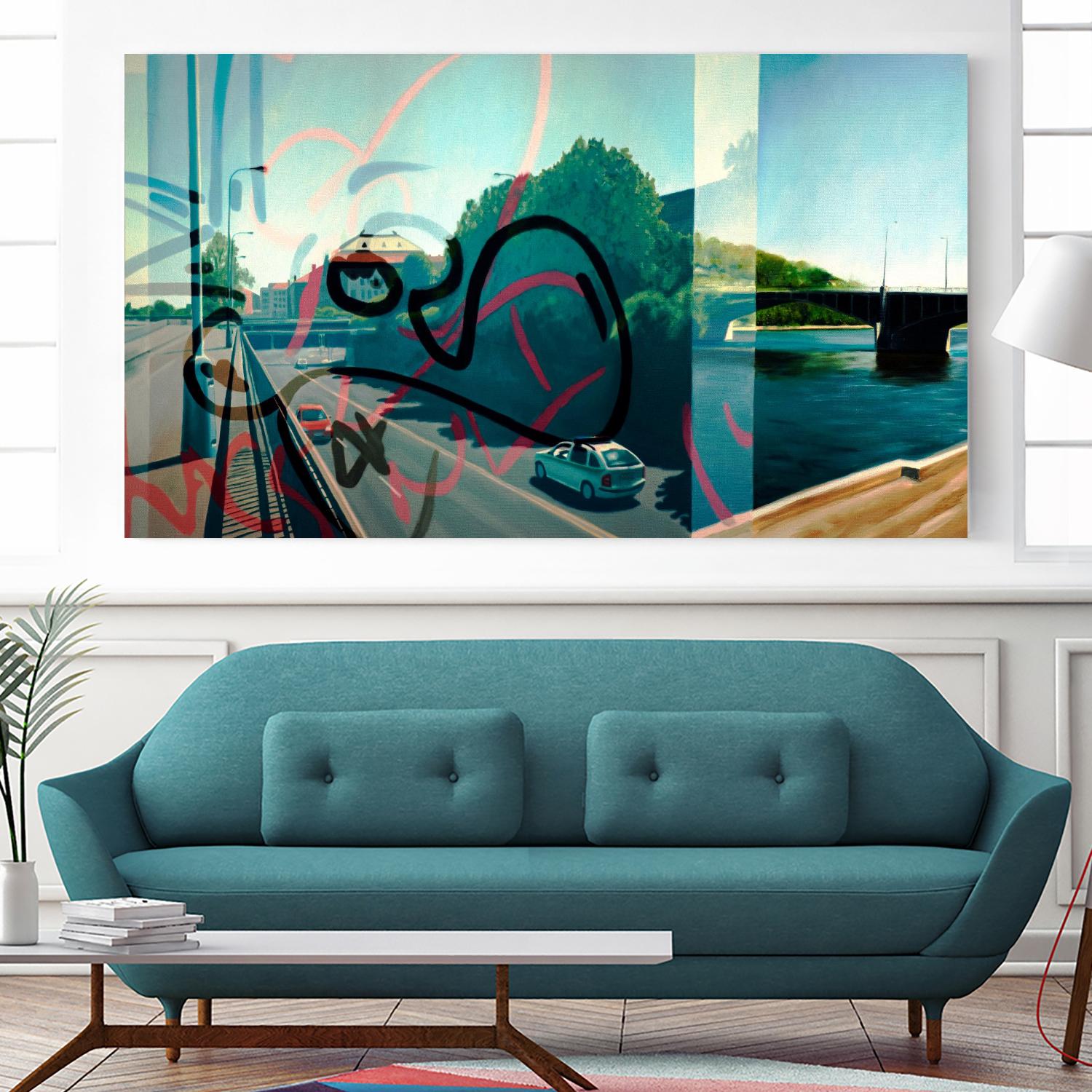 Hidden Pursuit by James Nye on GIANT ART - green street art superposition