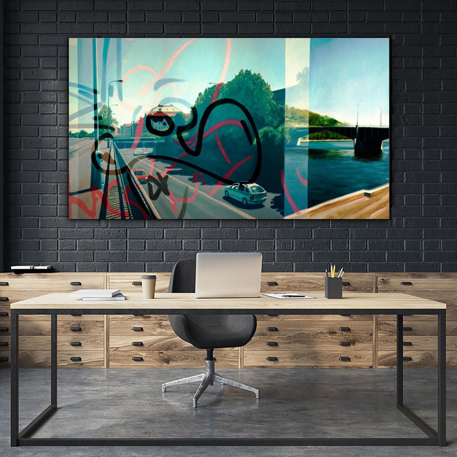 Hidden Pursuit by James Nye on GIANT ART - green street art superposition