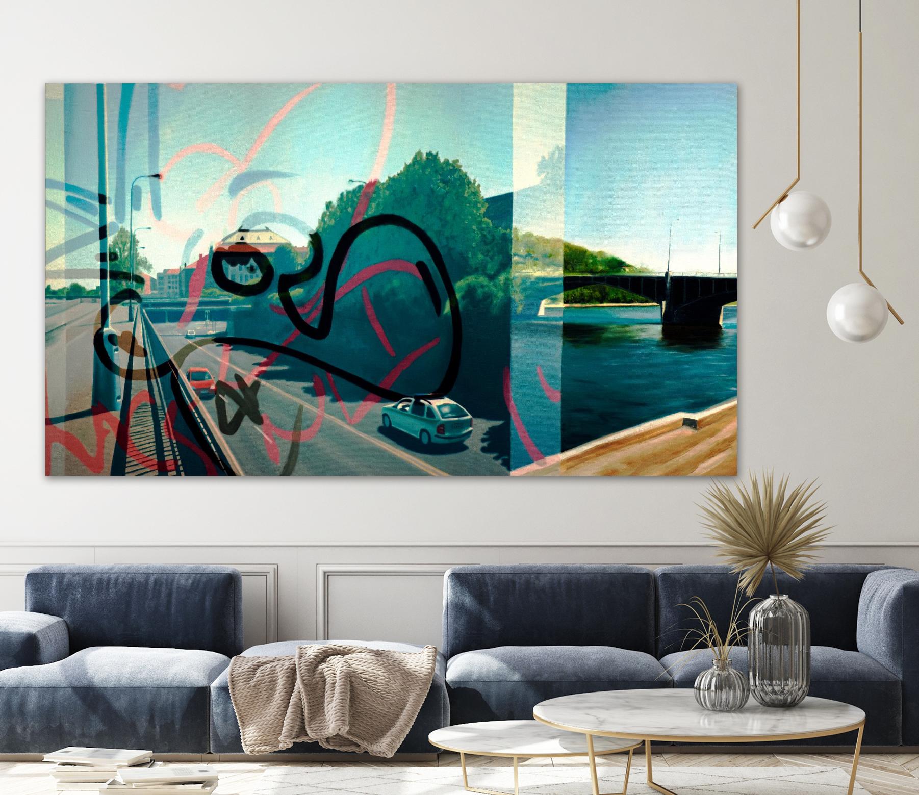 Hidden Pursuit by James Nye on GIANT ART - green street art superposition