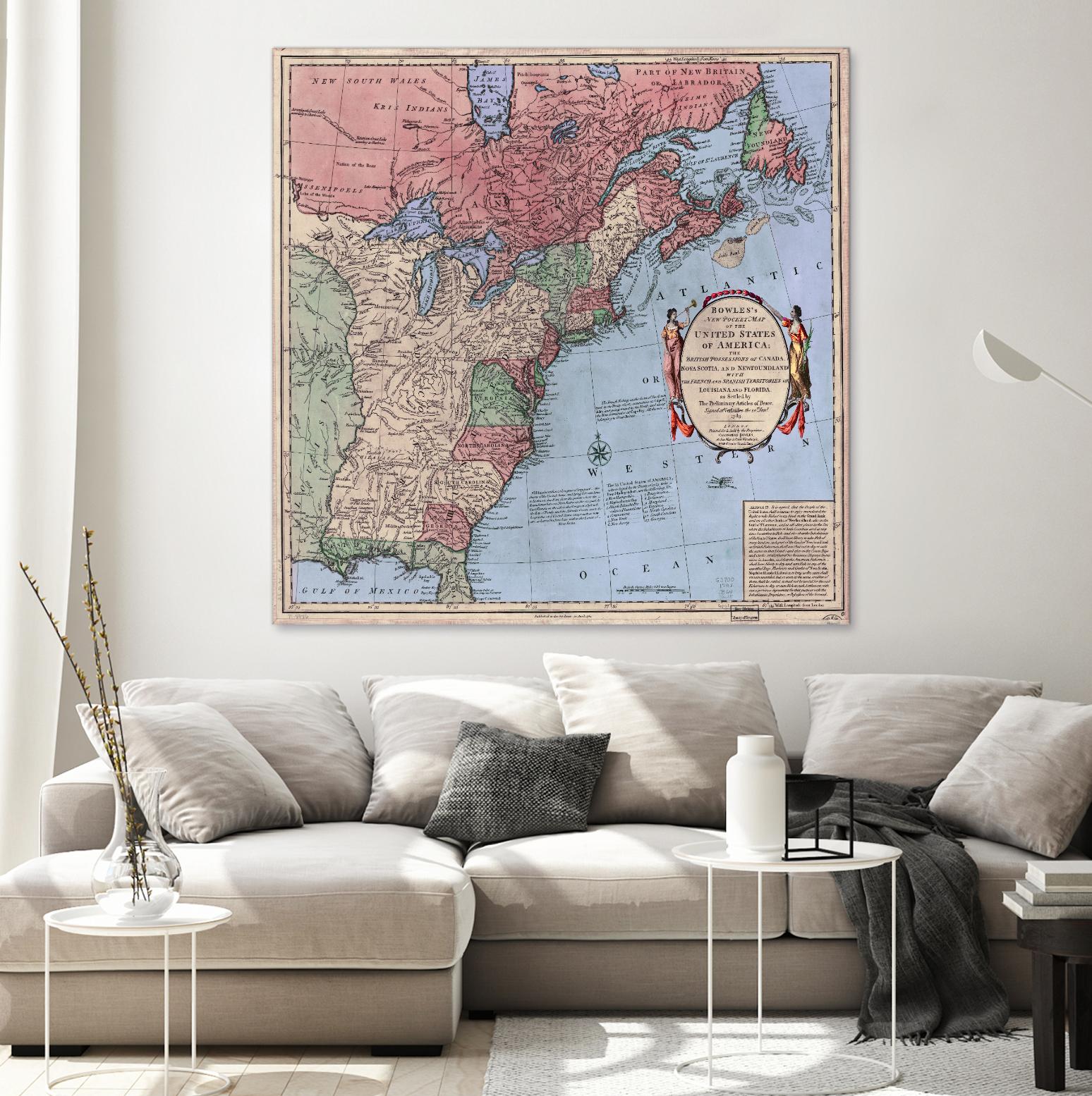 North american map in 1784 by Archive on GIANT ART - pink maps
