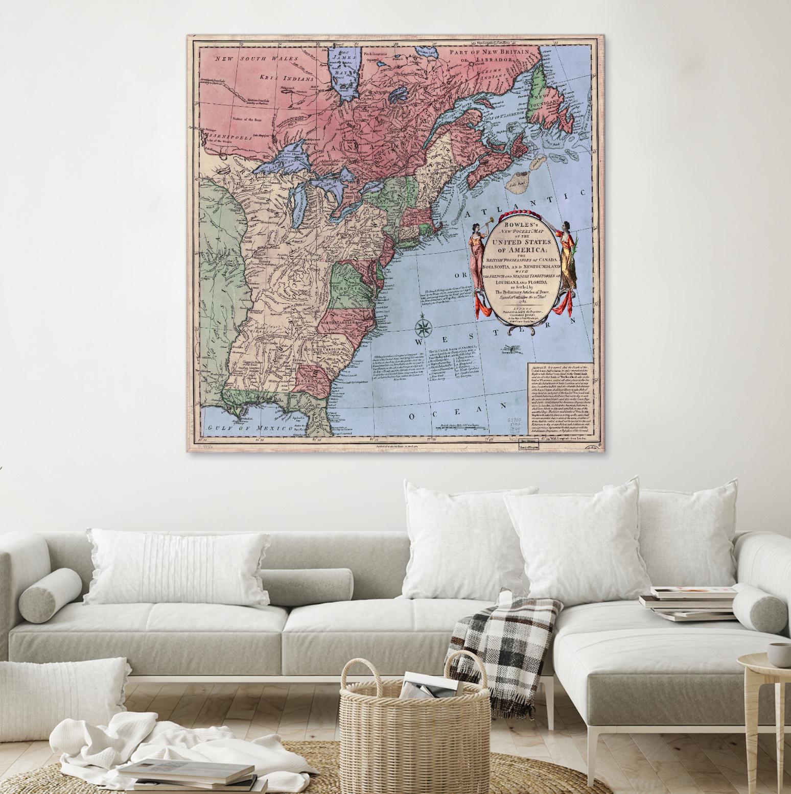 North american map in 1784 by Archive on GIANT ART - pink maps