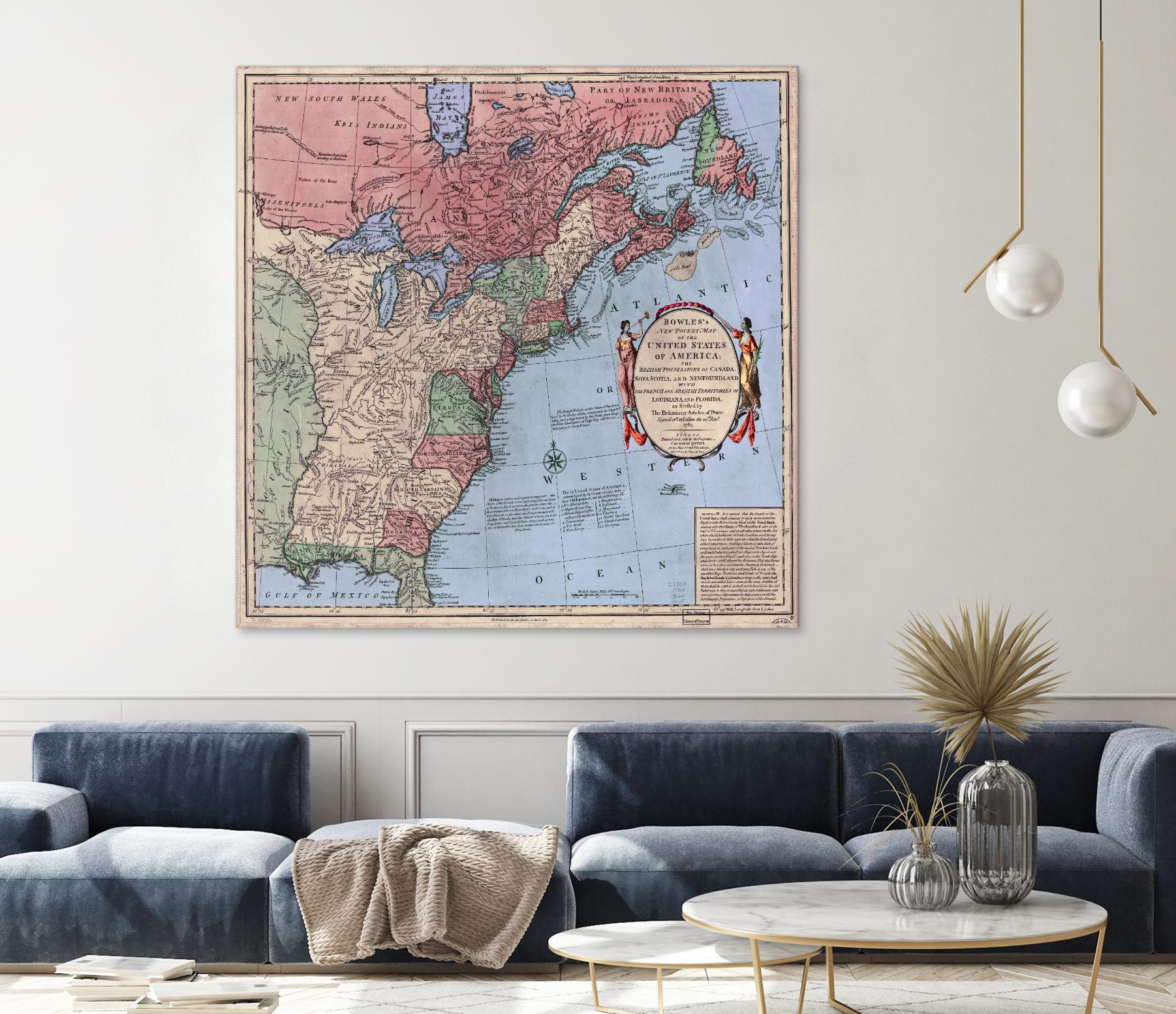 North american map in 1784 by Archive on GIANT ART - pink maps