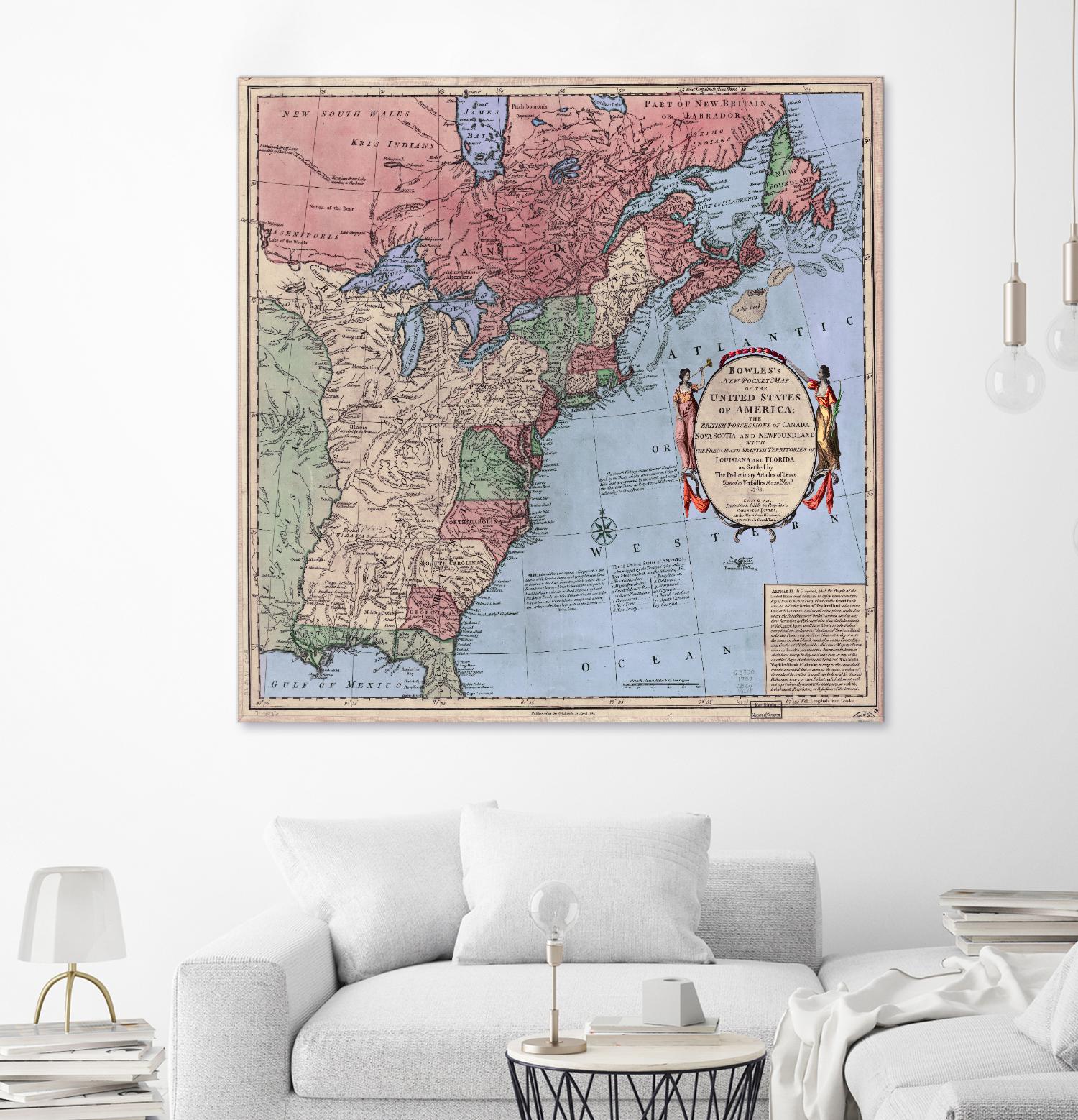 North american map in 1784 by Archive on GIANT ART - pink maps
