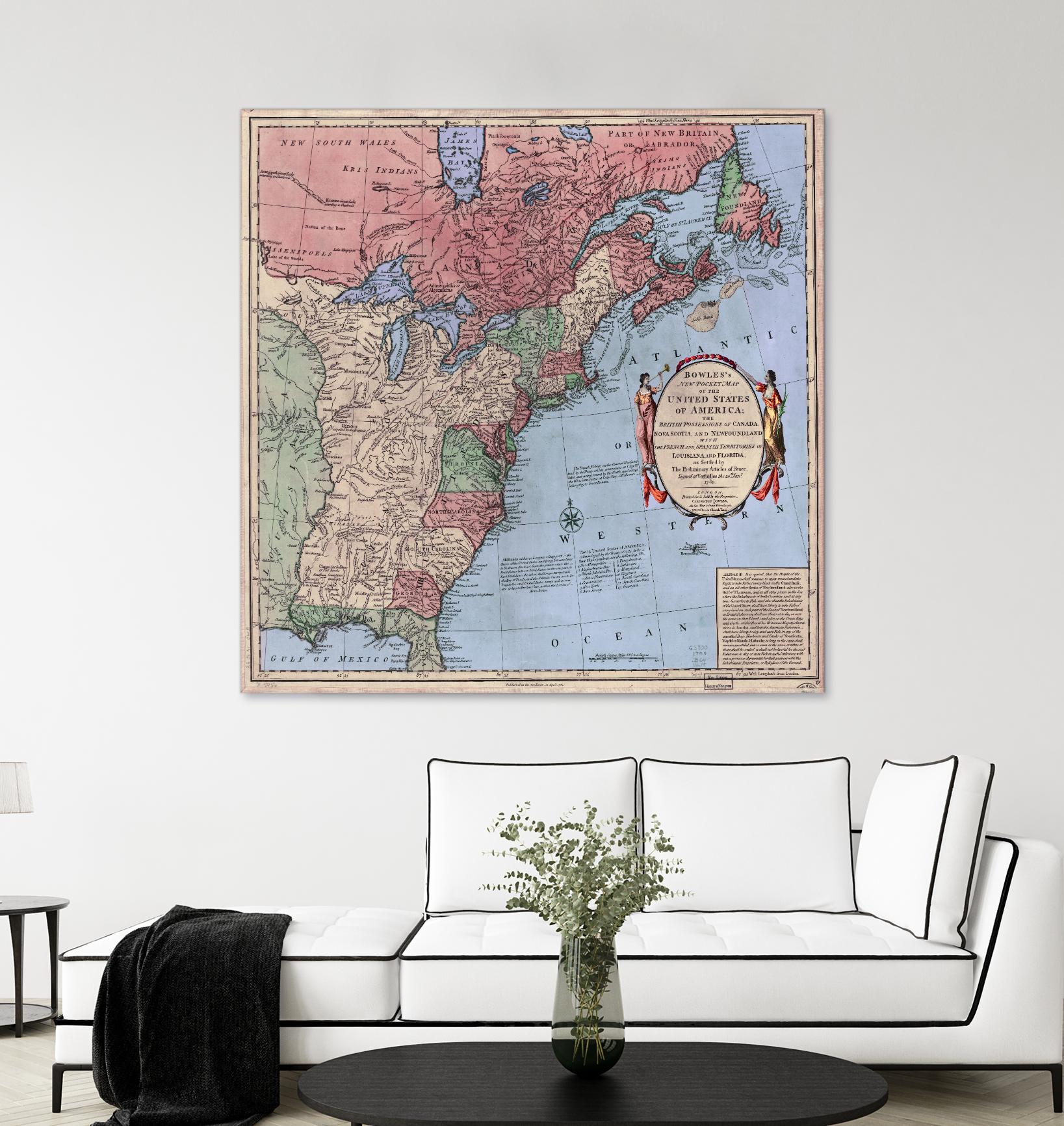 North american map in 1784 by Archive on GIANT ART - pink maps