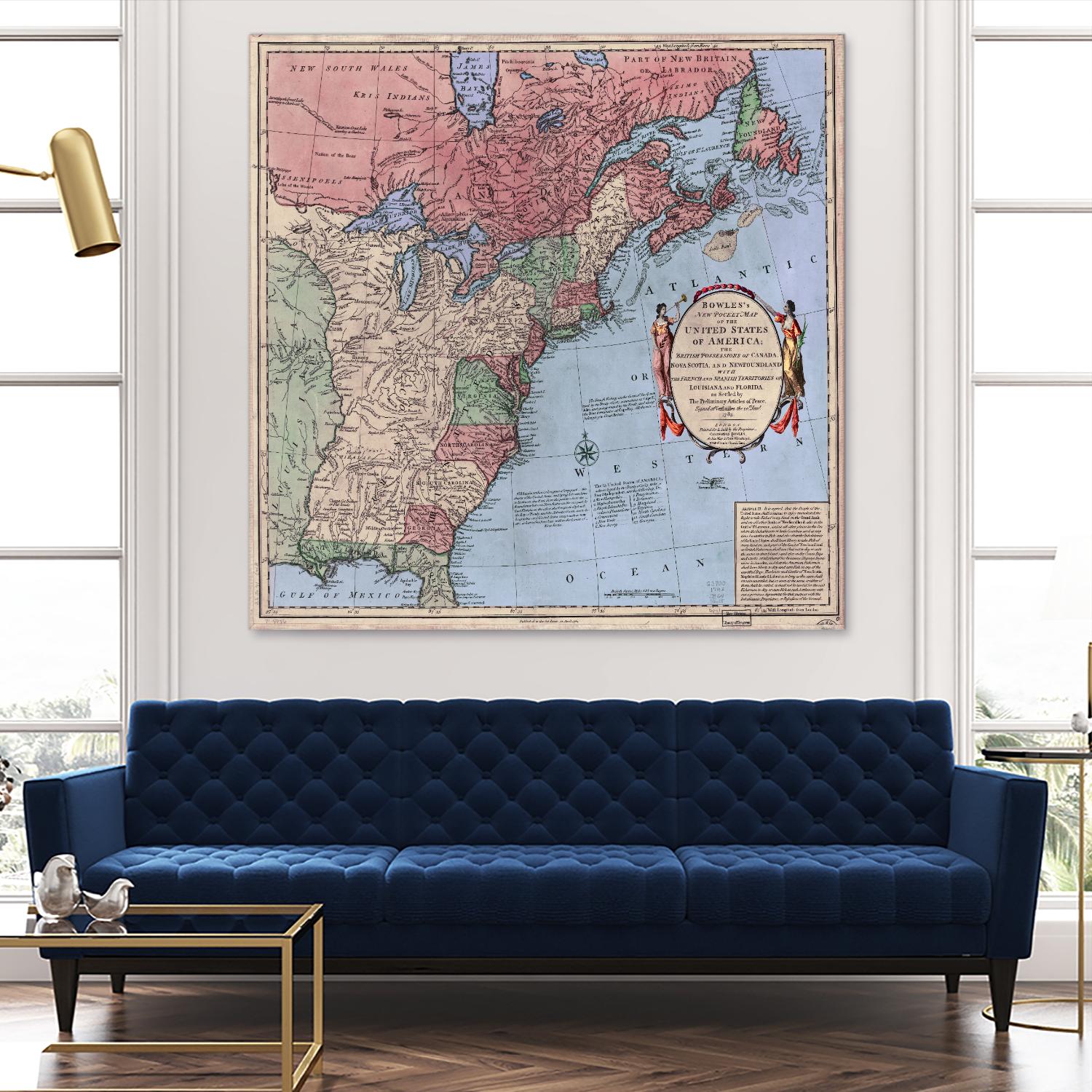 North american map in 1784 by Archive on GIANT ART - pink maps