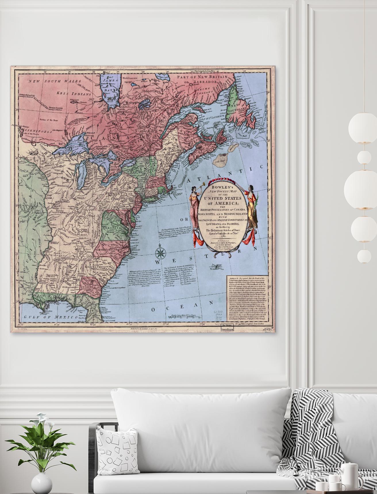North american map in 1784 by Archive on GIANT ART - pink maps