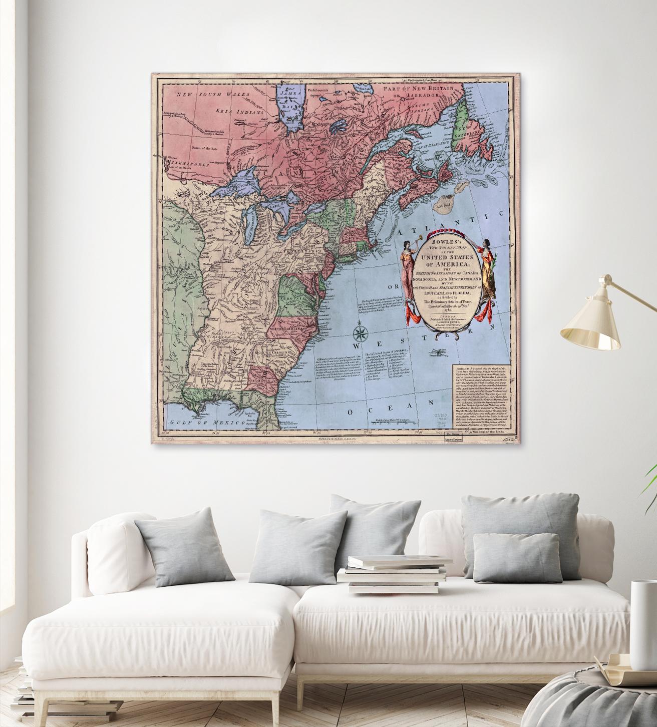 North american map in 1784 by Archive on GIANT ART - pink maps