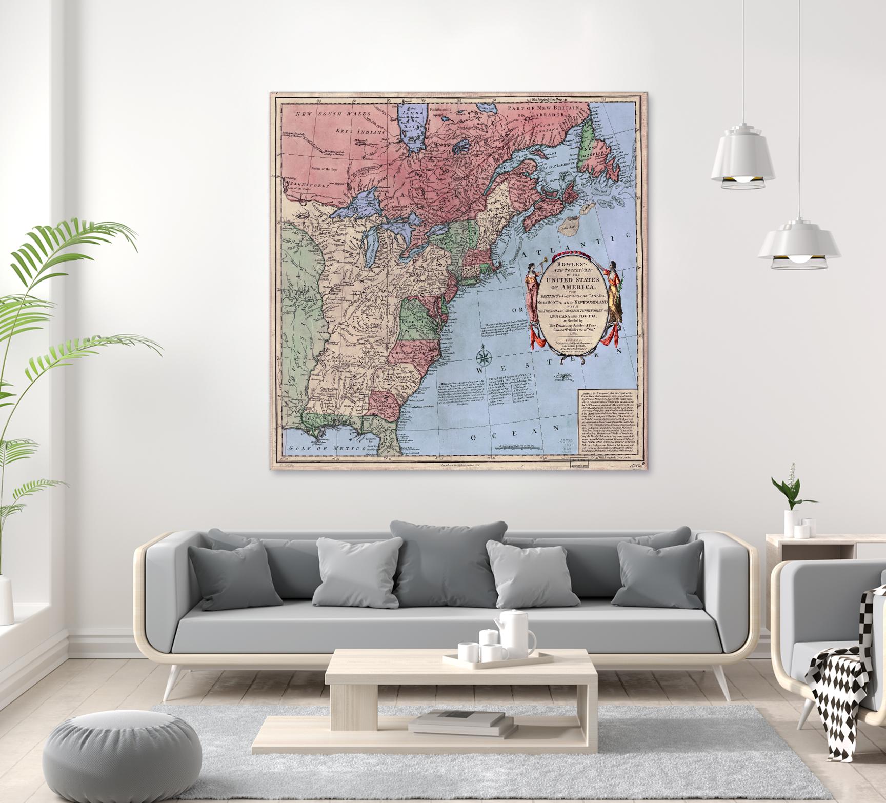 North american map in 1784 by Archive on GIANT ART - pink maps