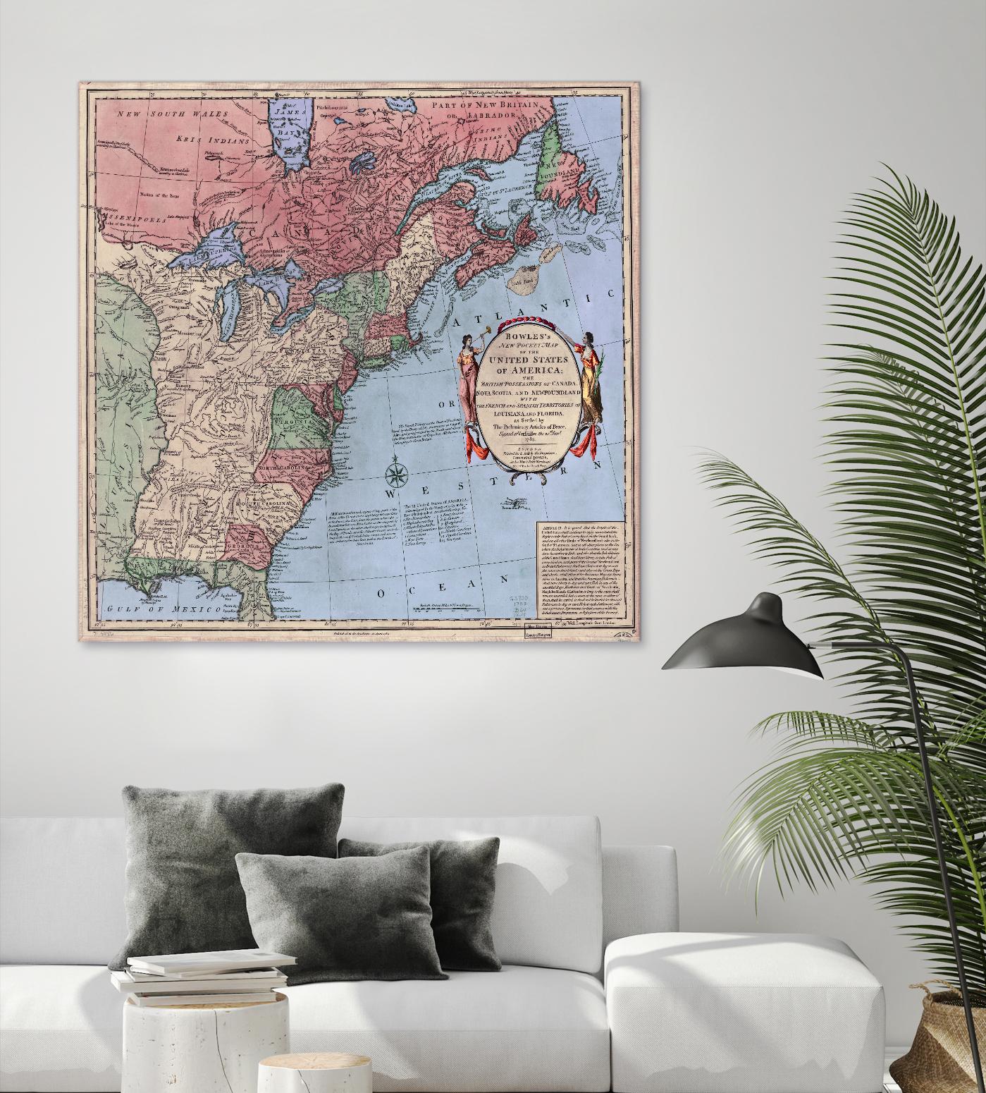 North american map in 1784 by Archive on GIANT ART - pink maps