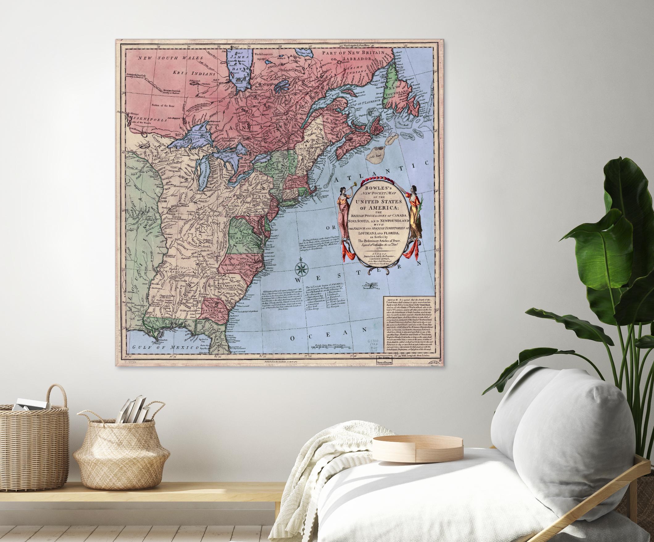 North american map in 1784 by Archive on GIANT ART - pink maps