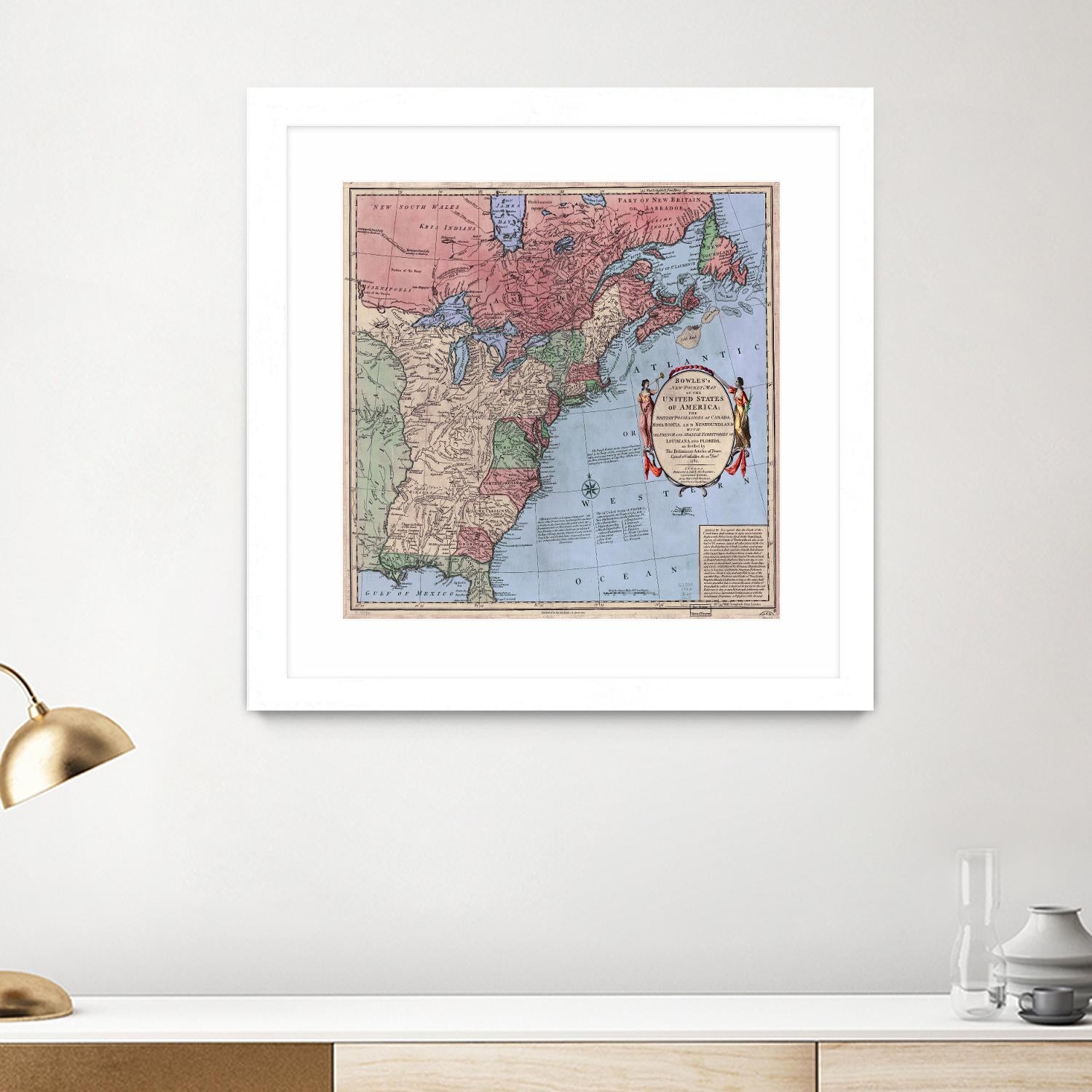 North american map in 1784 by Archive on GIANT ART - pink maps