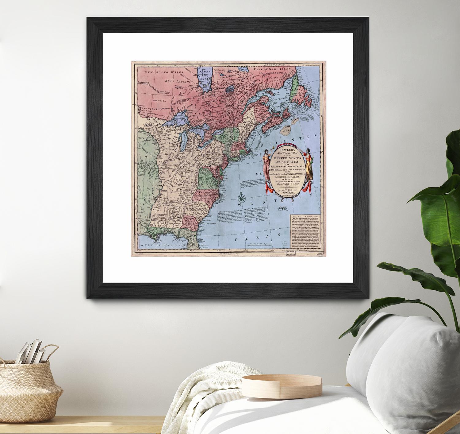North american map in 1784 by Archive on GIANT ART - pink maps