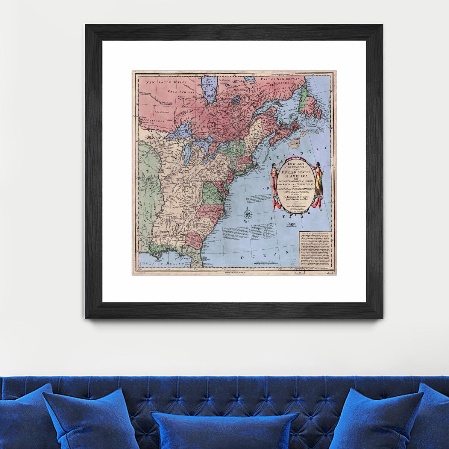 North american map in 1784 by Archive on GIANT ART - pink maps