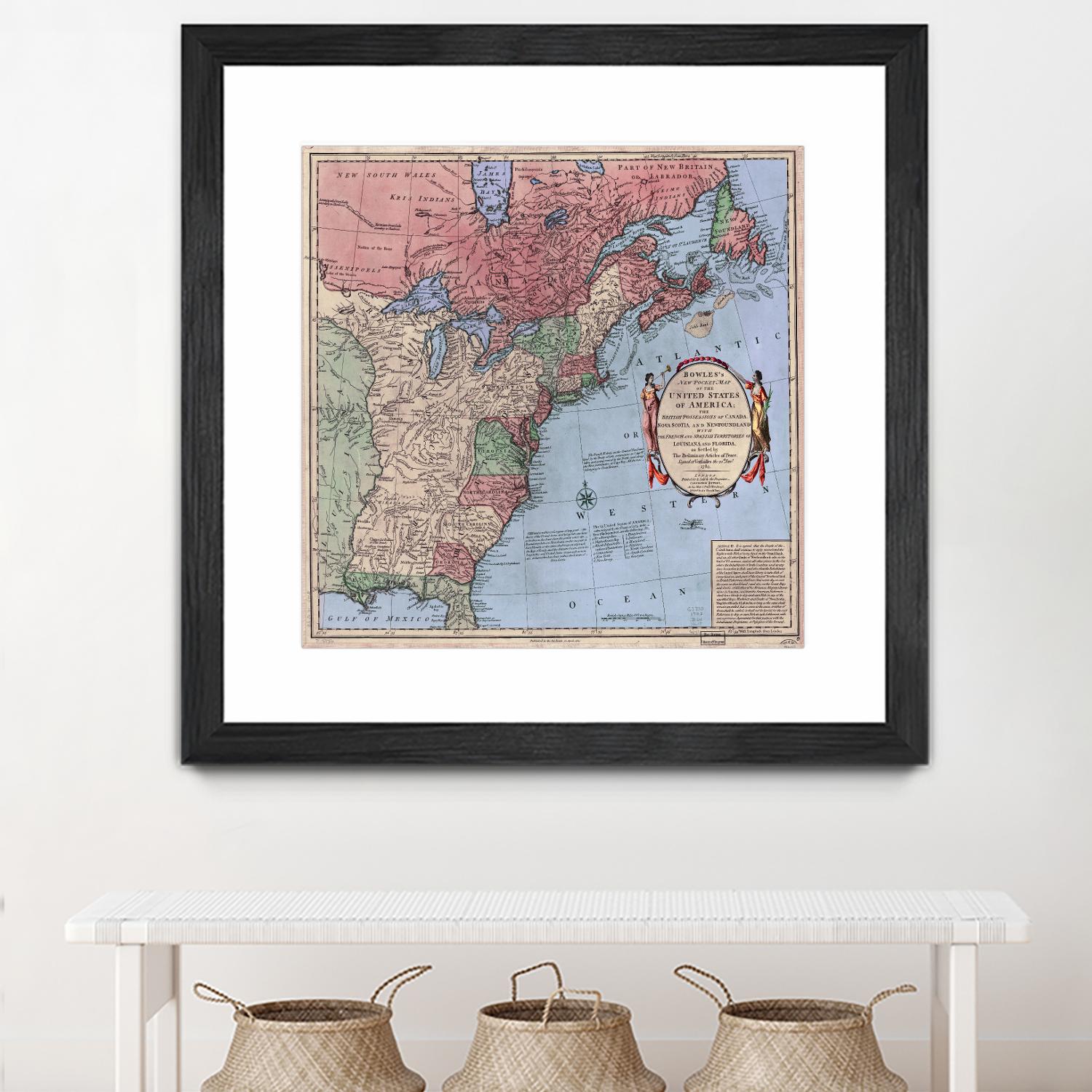 North american map in 1784 by Archive on GIANT ART - pink maps