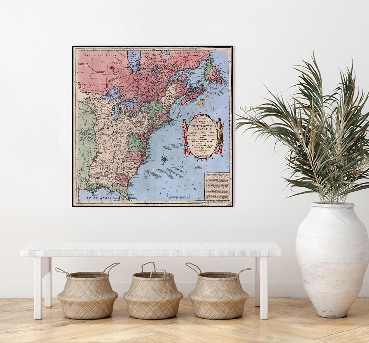 North american map in 1784 by Archive on GIANT ART - pink maps