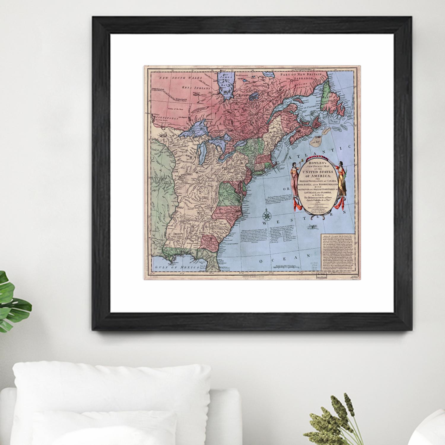 North american map in 1784 by Archive on GIANT ART - pink maps