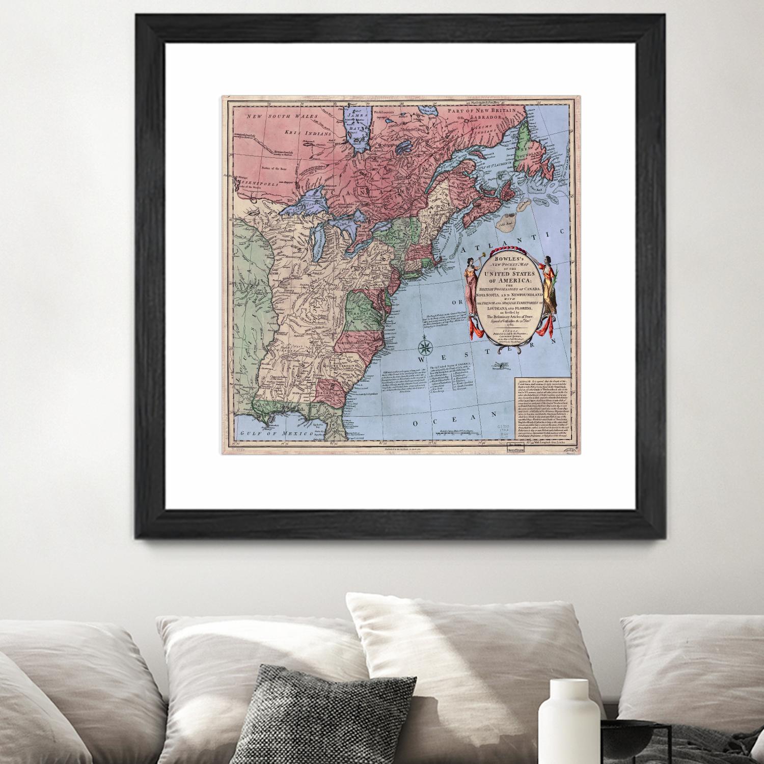 North american map in 1784 by Archive on GIANT ART - pink maps