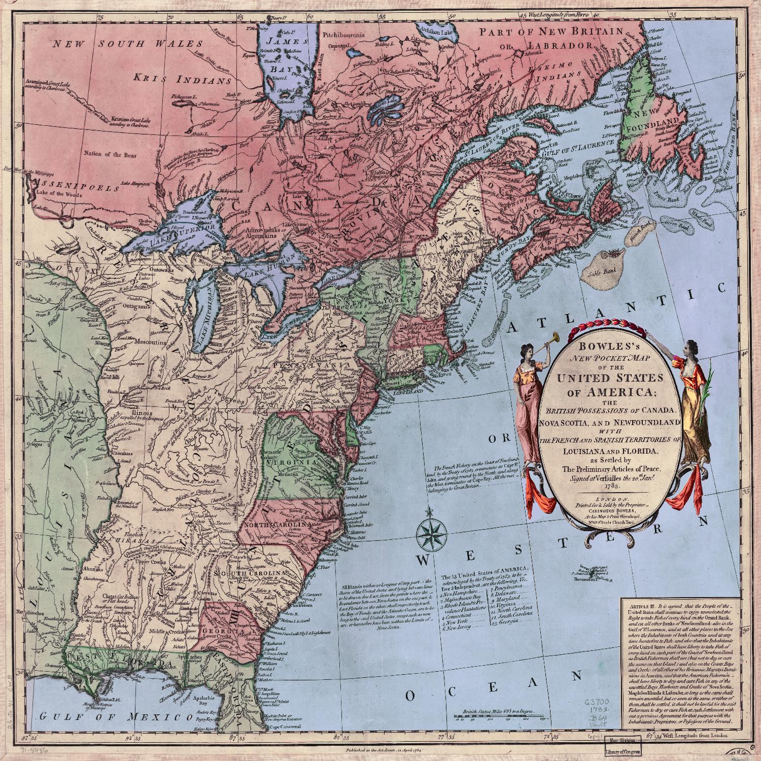 North american map in 1784 by Archive on GIANT ART - pink maps