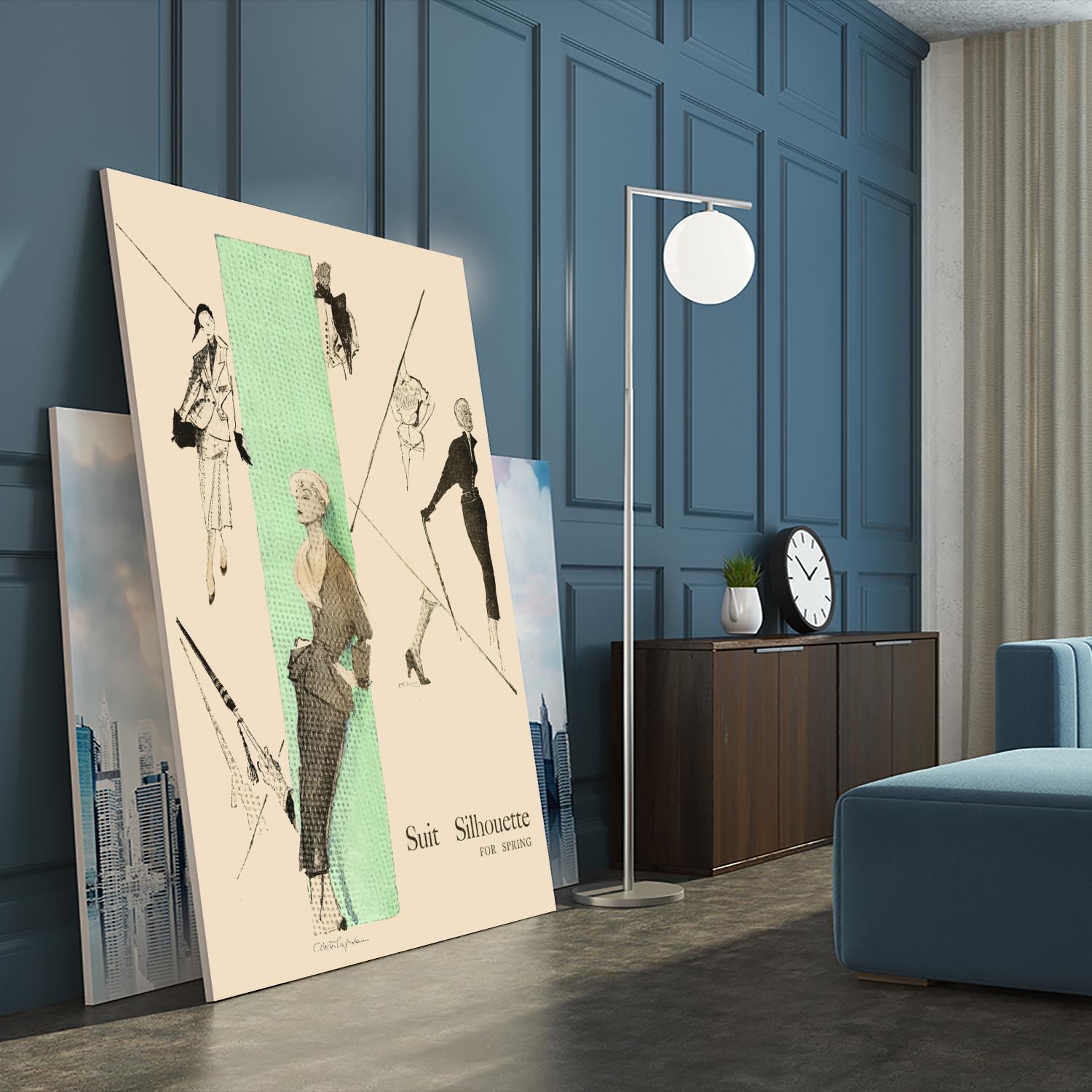 1950's Fashion - Suit Silouhette by Odette Lafontaine on GIANT ART - beige vintage woman