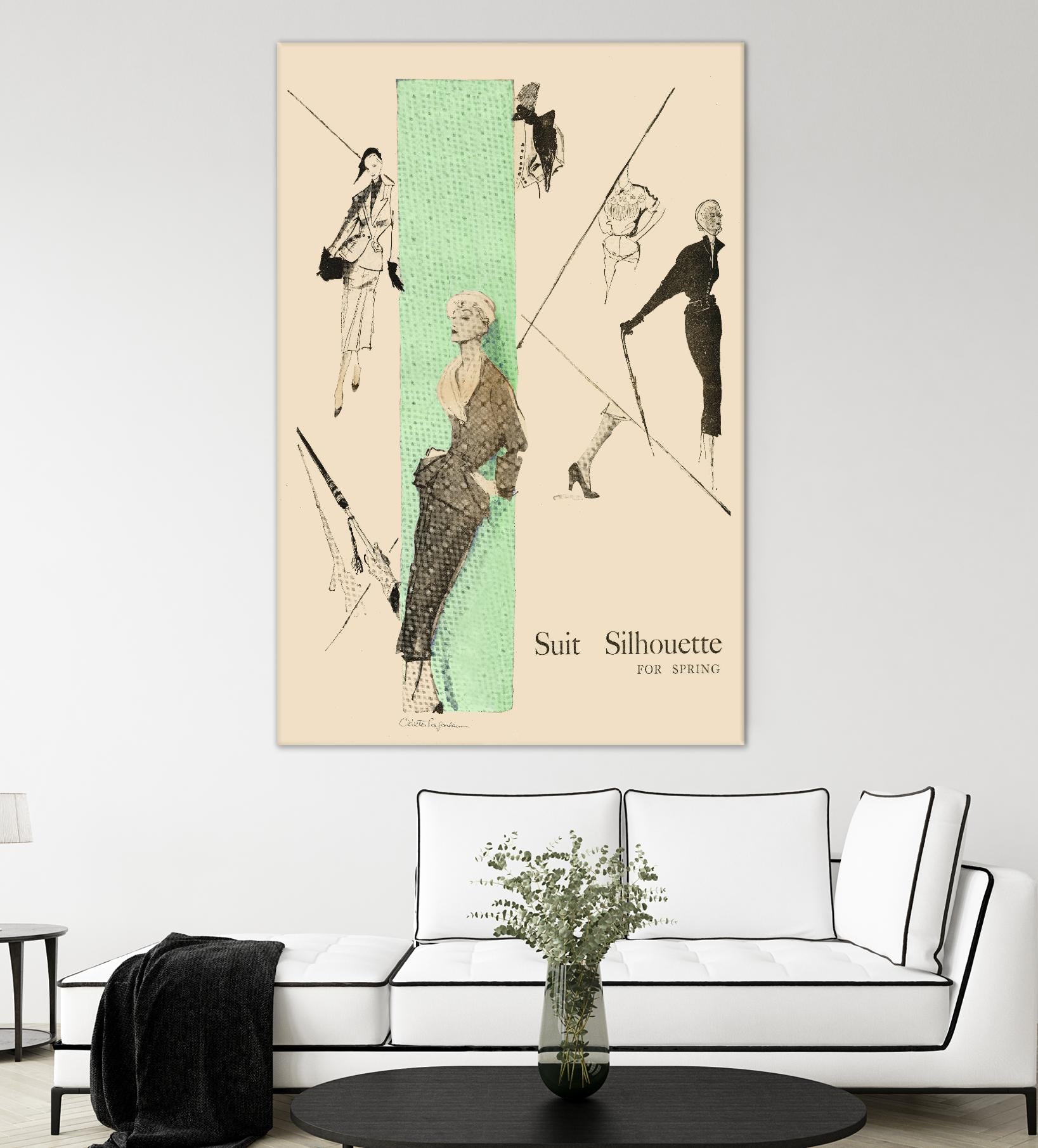 1950's Fashion - Suit Silouhette by Odette Lafontaine on GIANT ART - beige vintage woman