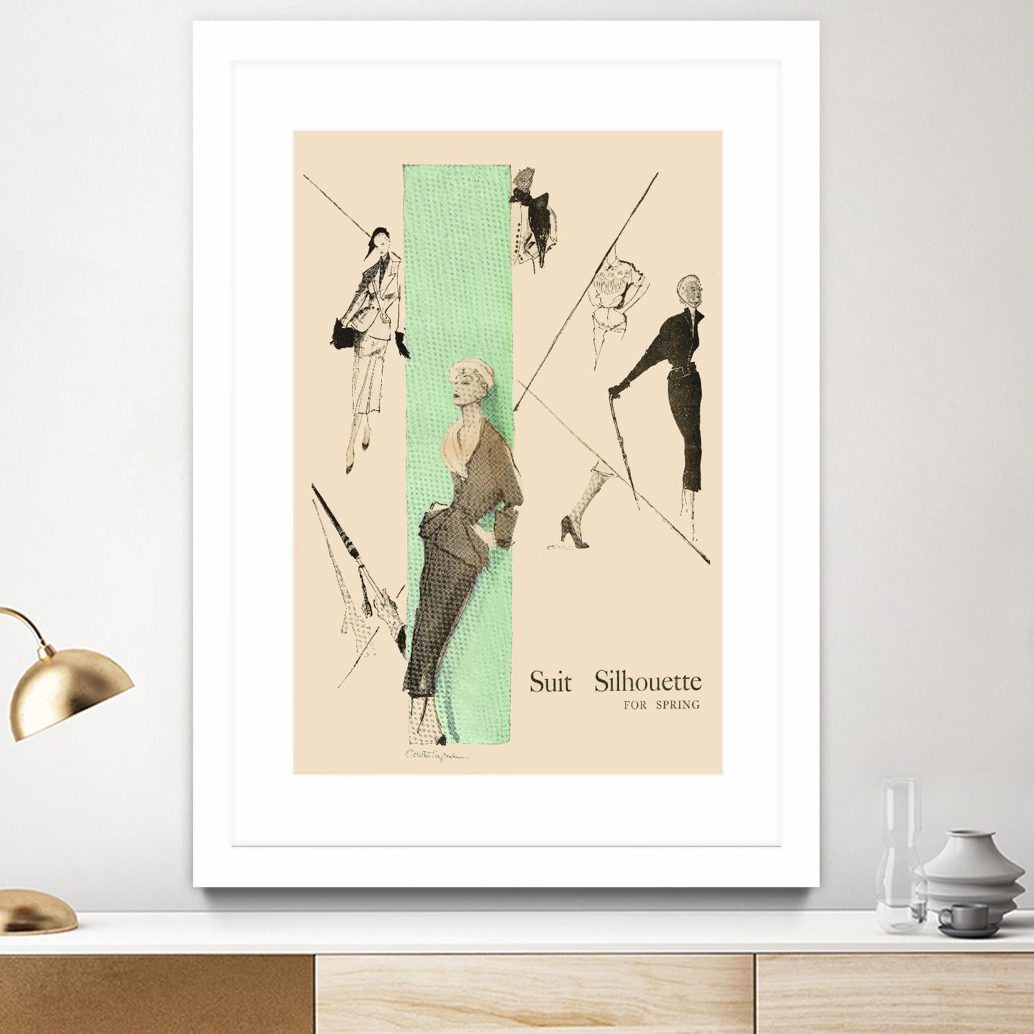 1950's Fashion - Suit Silouhette by Odette Lafontaine on GIANT ART - beige vintage woman