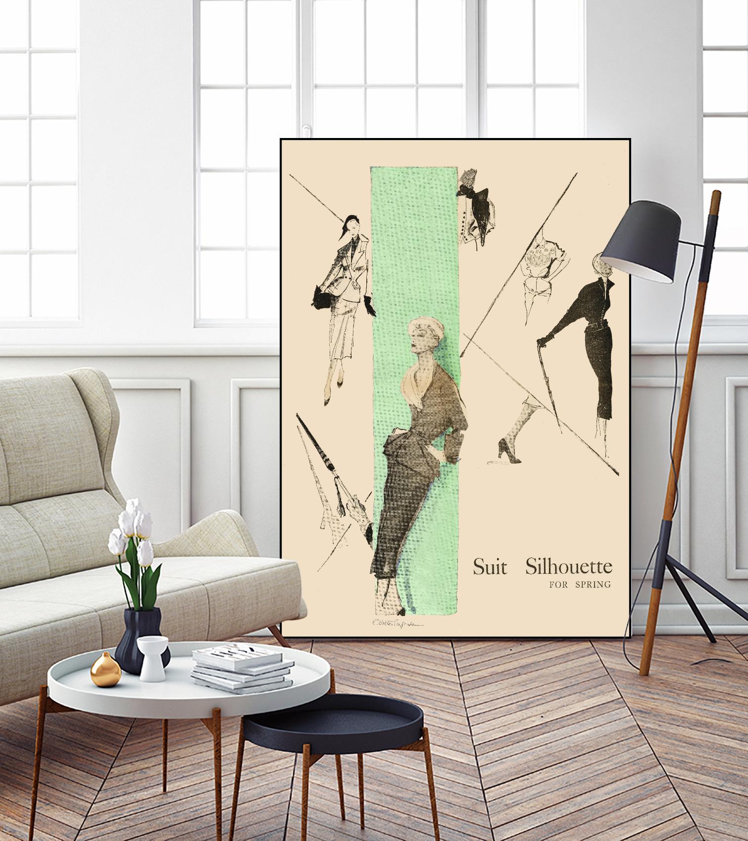 1950's Fashion - Suit Silouhette by Odette Lafontaine on GIANT ART - beige vintage woman